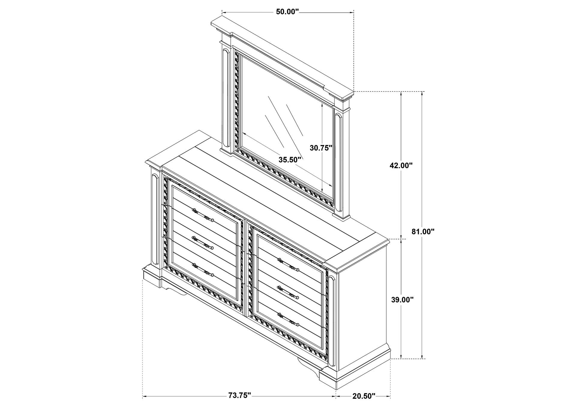 McKinney 6-drawer Bedroom Dresser with Mirror Vintage White image 16