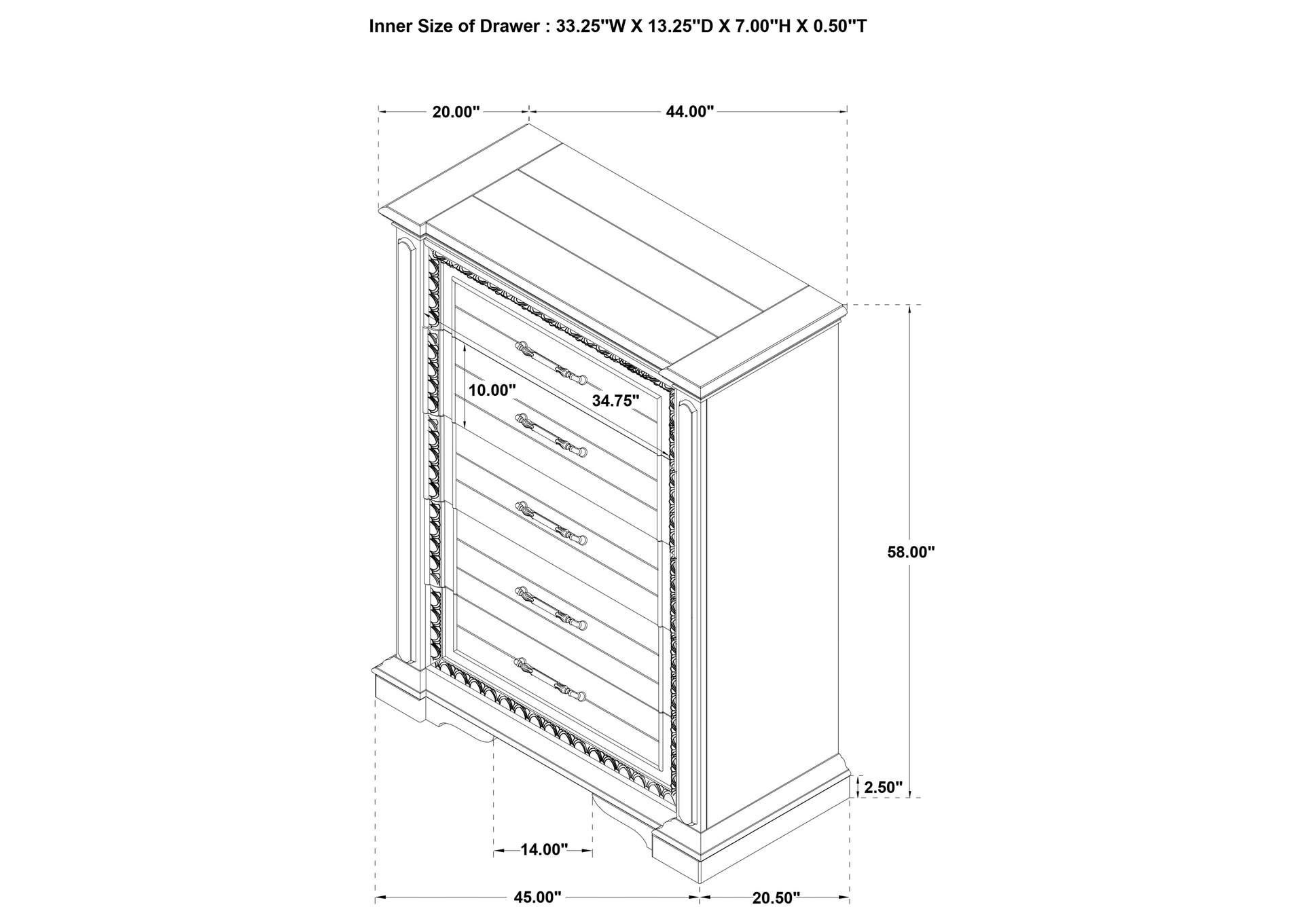 McKinney 5-drawer Bedroom Chest of Drawers Vintage White image 13