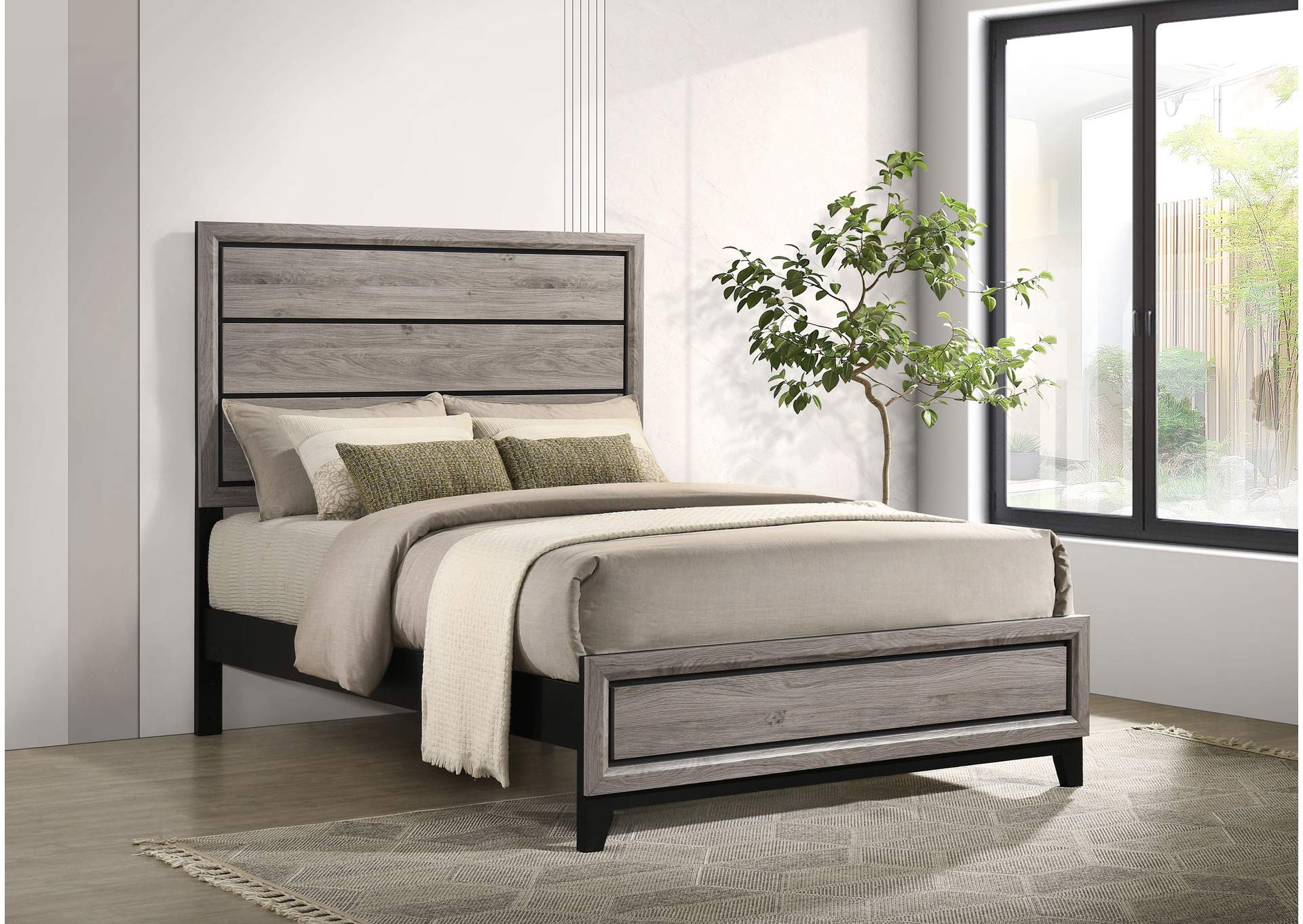 Valen Wood Full Panel Bed Light Taupe image 3