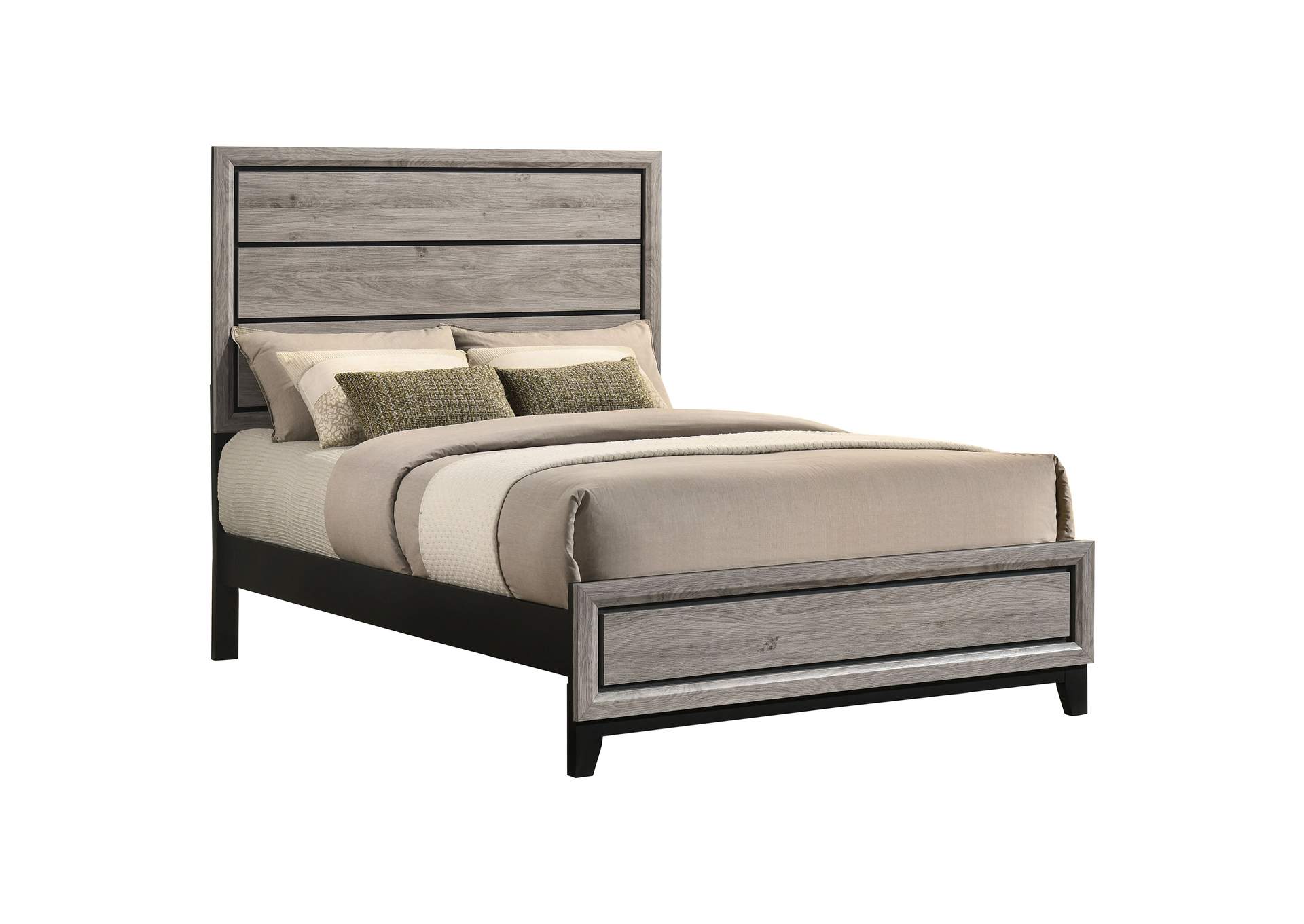 Valen Wood Full Panel Bed Light Taupe image 4