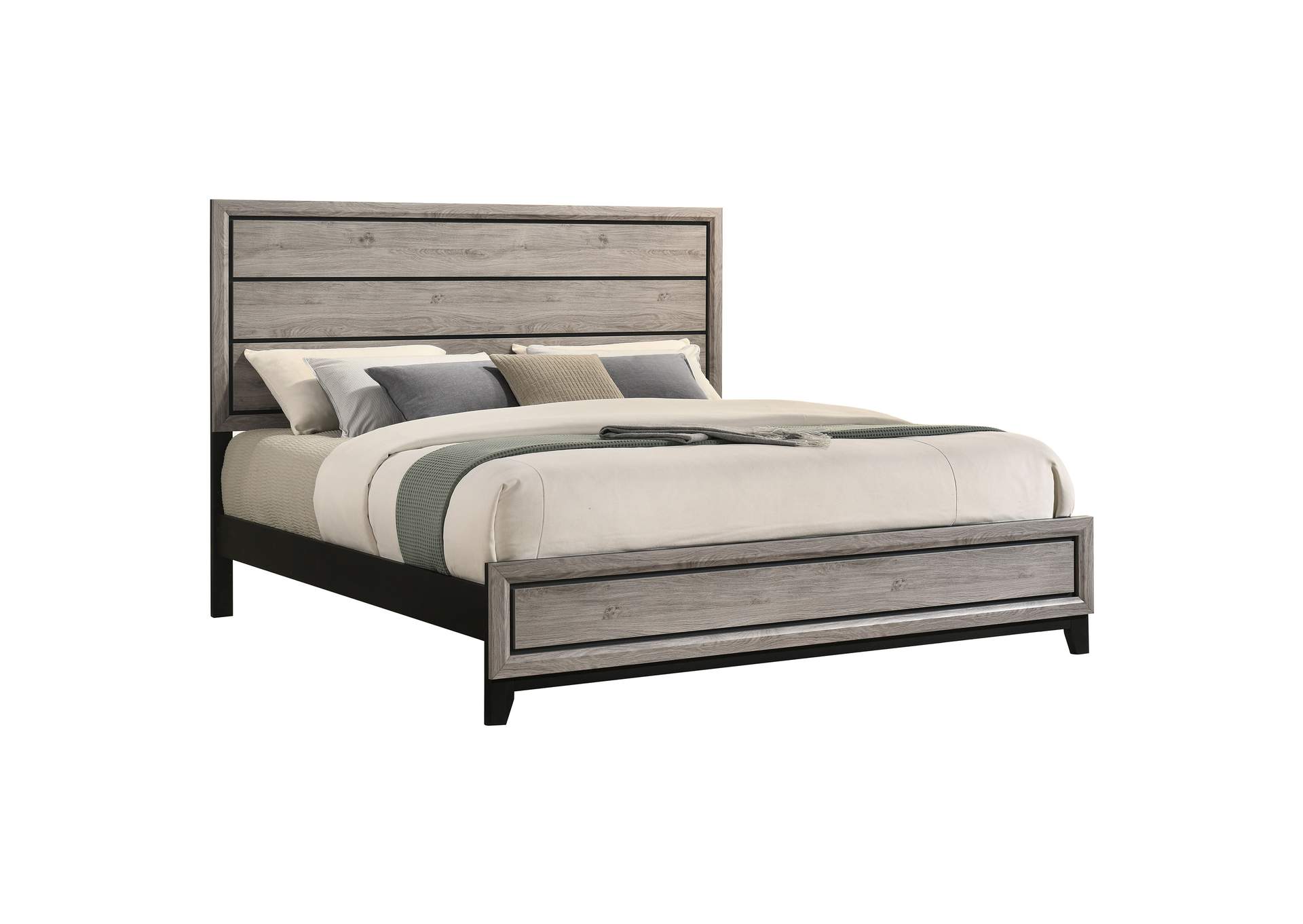 Valen Wood Eastern King Panel Bed Light Taupe image 4