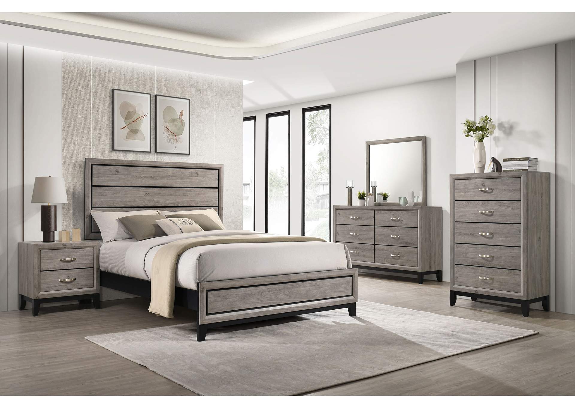 Valen Wood Eastern King Panel Bed Light Taupe image 11