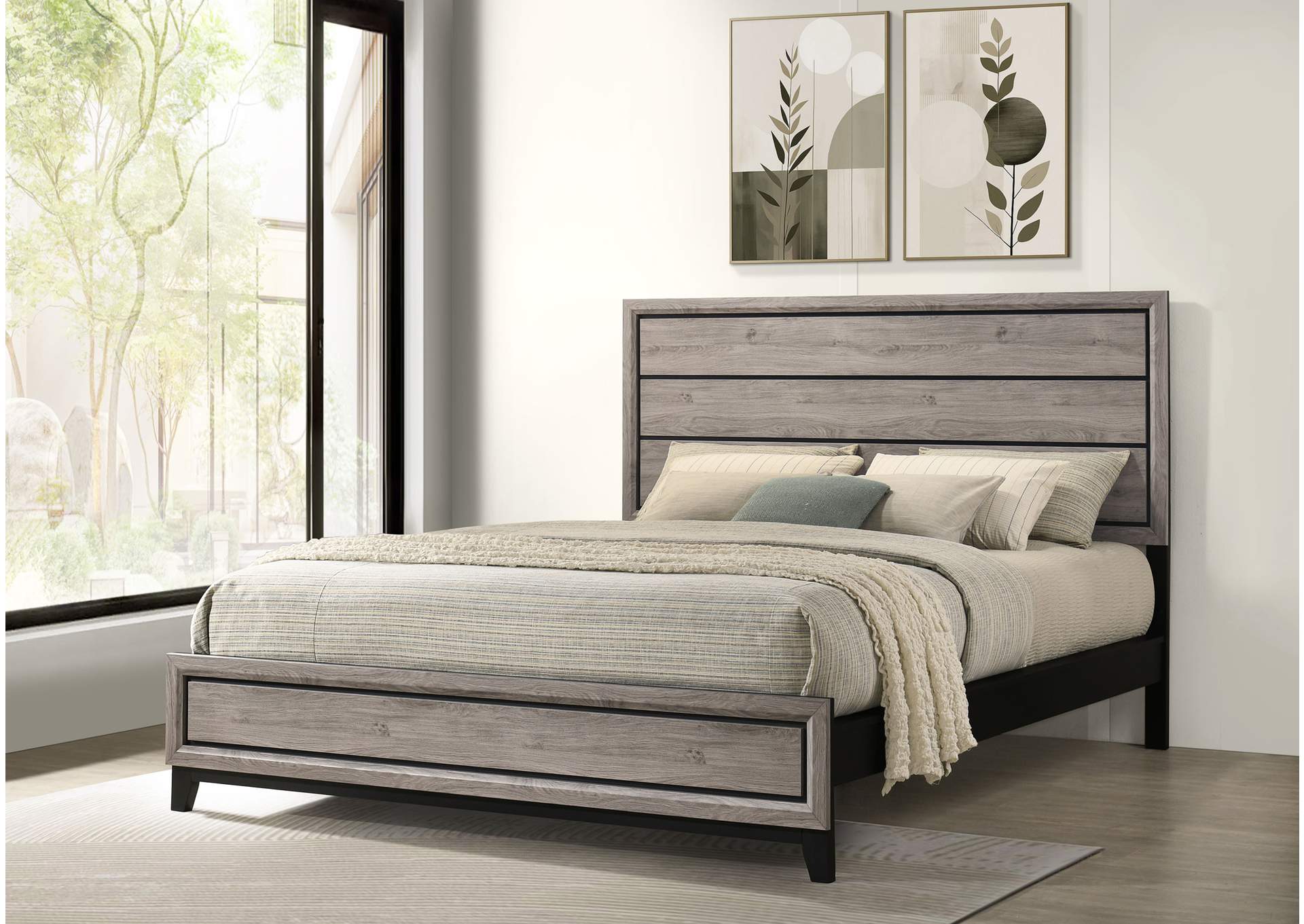 Valen Wood California King Panel Bed Light Taupe image 3