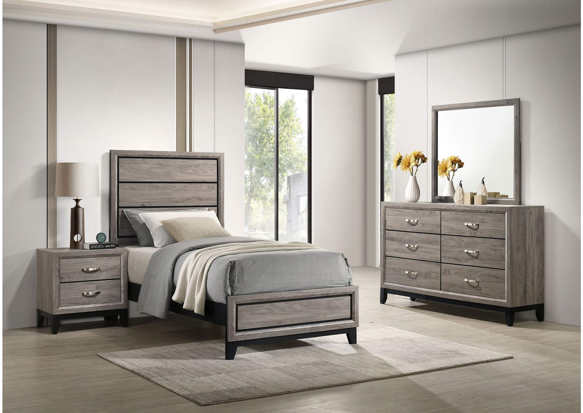 Valen Four-piece Twin Bedroom Set Light Taupe image 1