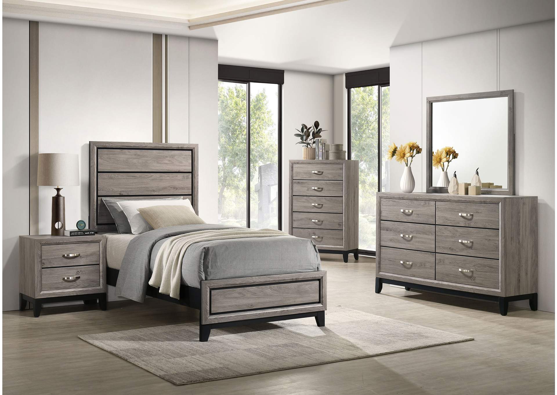 Valen Five-piece Twin Bedroom Set Light Taupe image 1