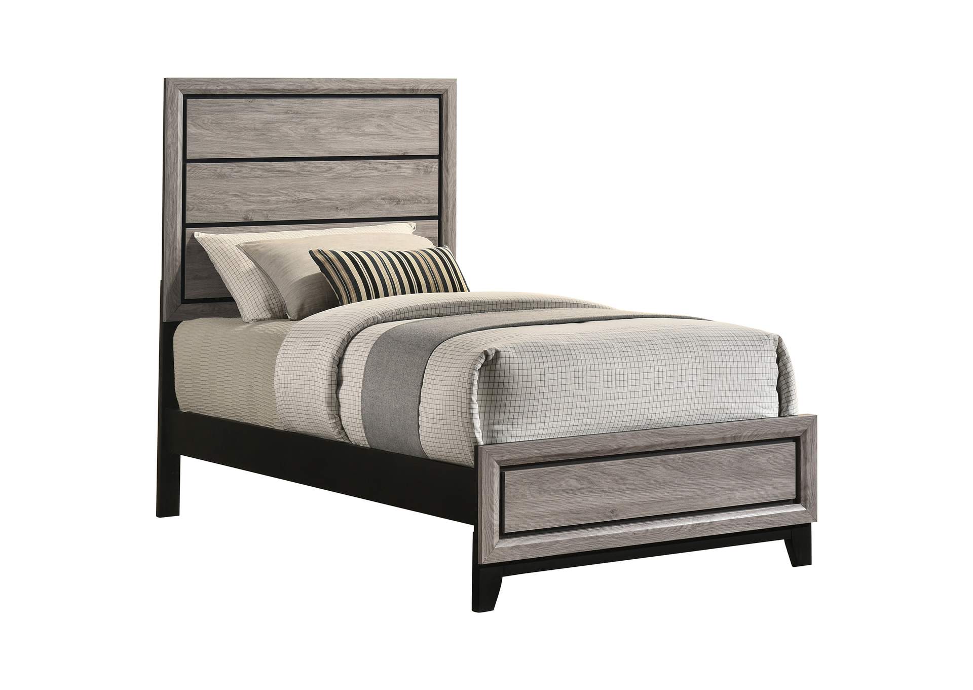 Valen Wood Twin Panel Bed Light Taupe image 4