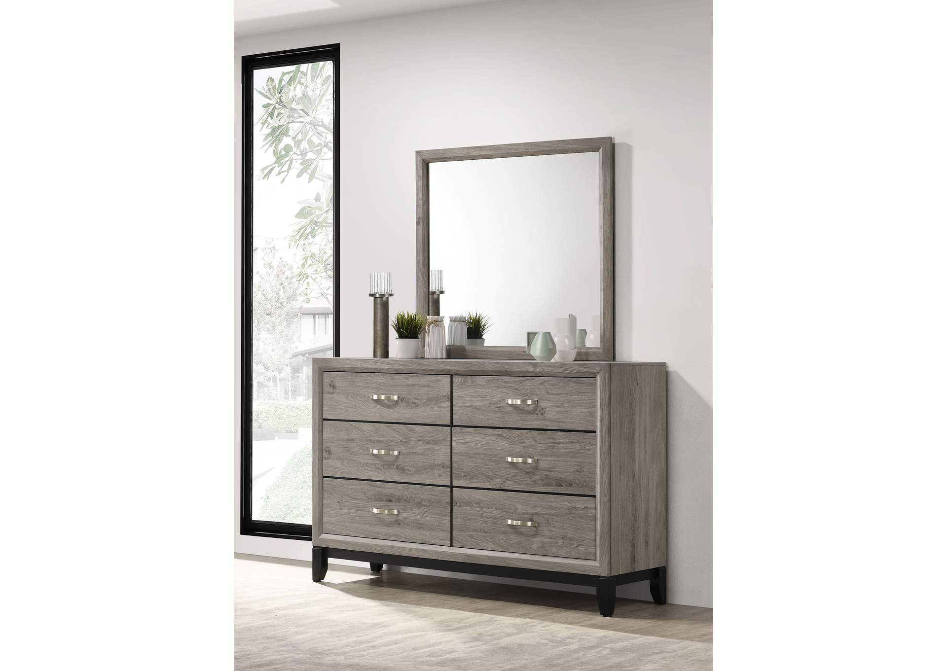 Valen 6-drawer Bedroom Dresser and Mirror Light Taupe image 3