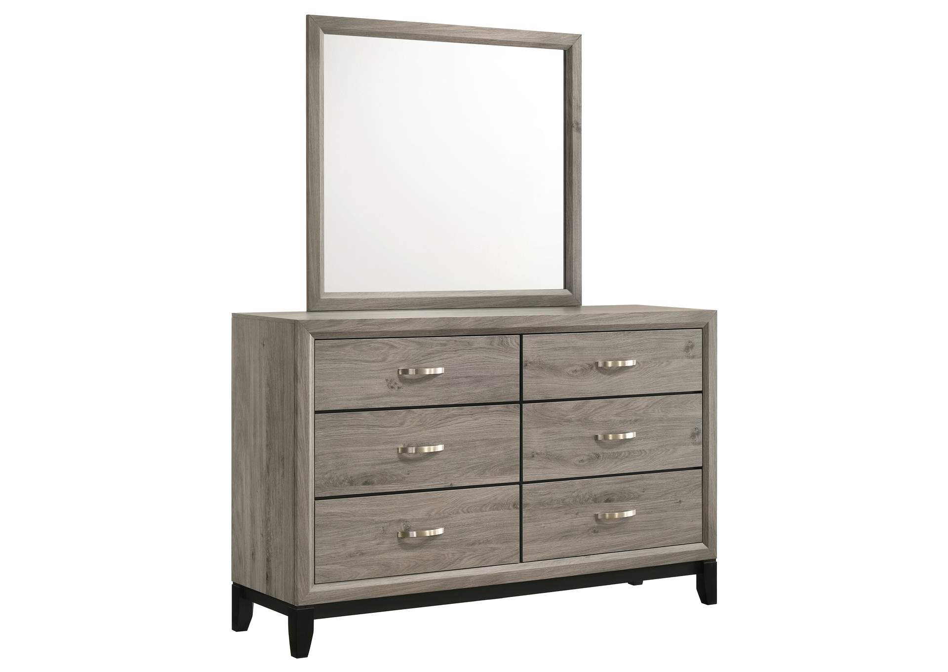 Valen 6-drawer Bedroom Dresser and Mirror Light Taupe image 1
