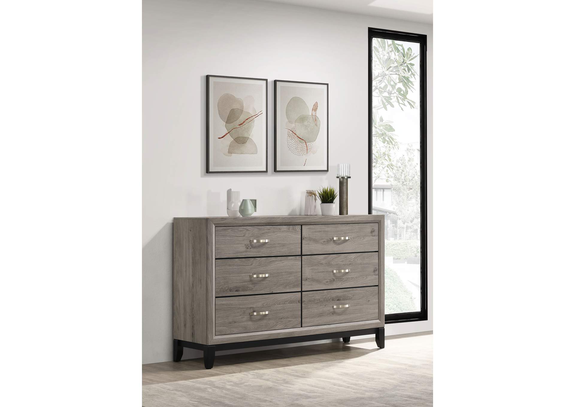 Valen 6-drawer Bedroom Dresser Cabinet Light Taupe image 3