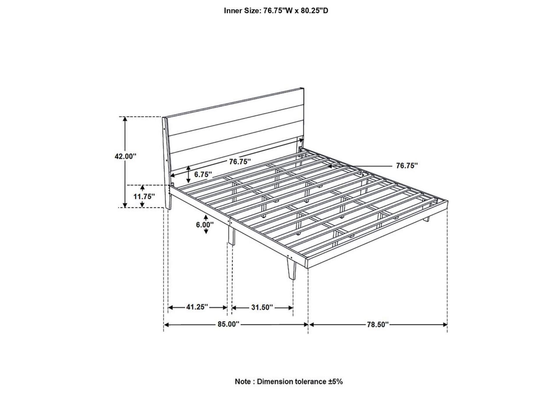 Mays Upholstered Eastern King Platform Bed Walnut Brown and Grey