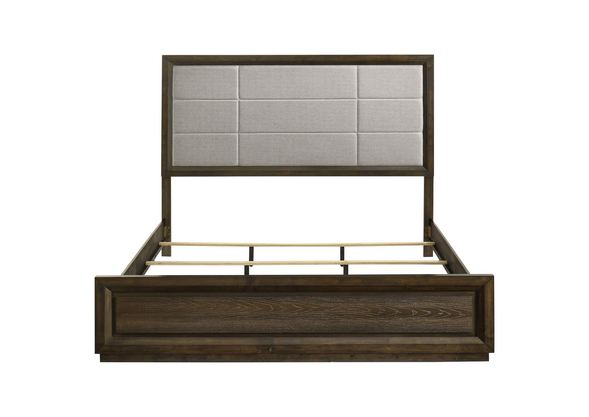 Atlas 63-inch Eastern King Upholstered Panel Bed Grey and Dark Oak image 5