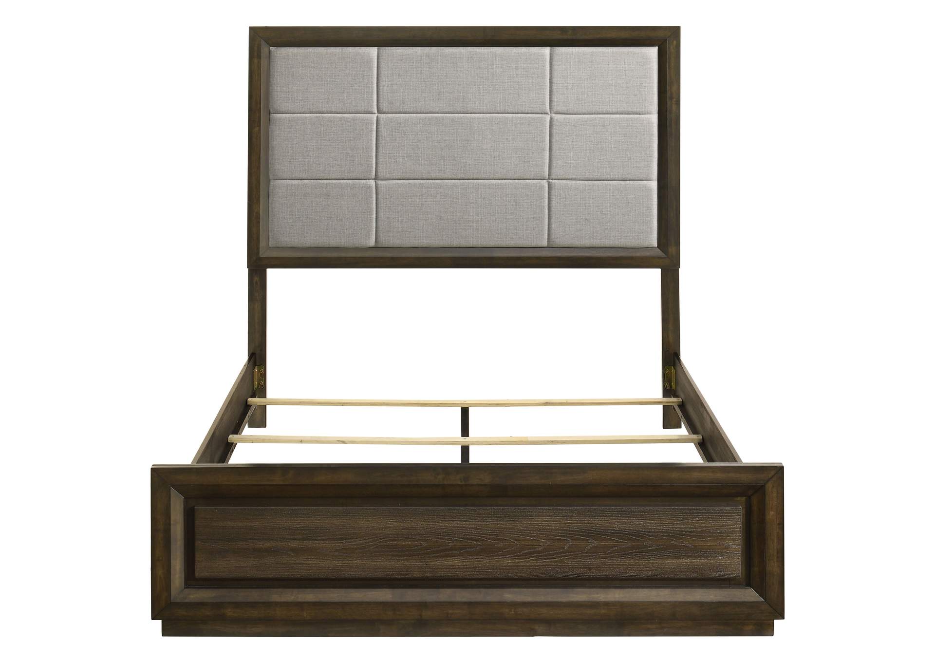 Atlas 64-inch Queen Upholstered Panel Bed Grey and Dark Oak image 5