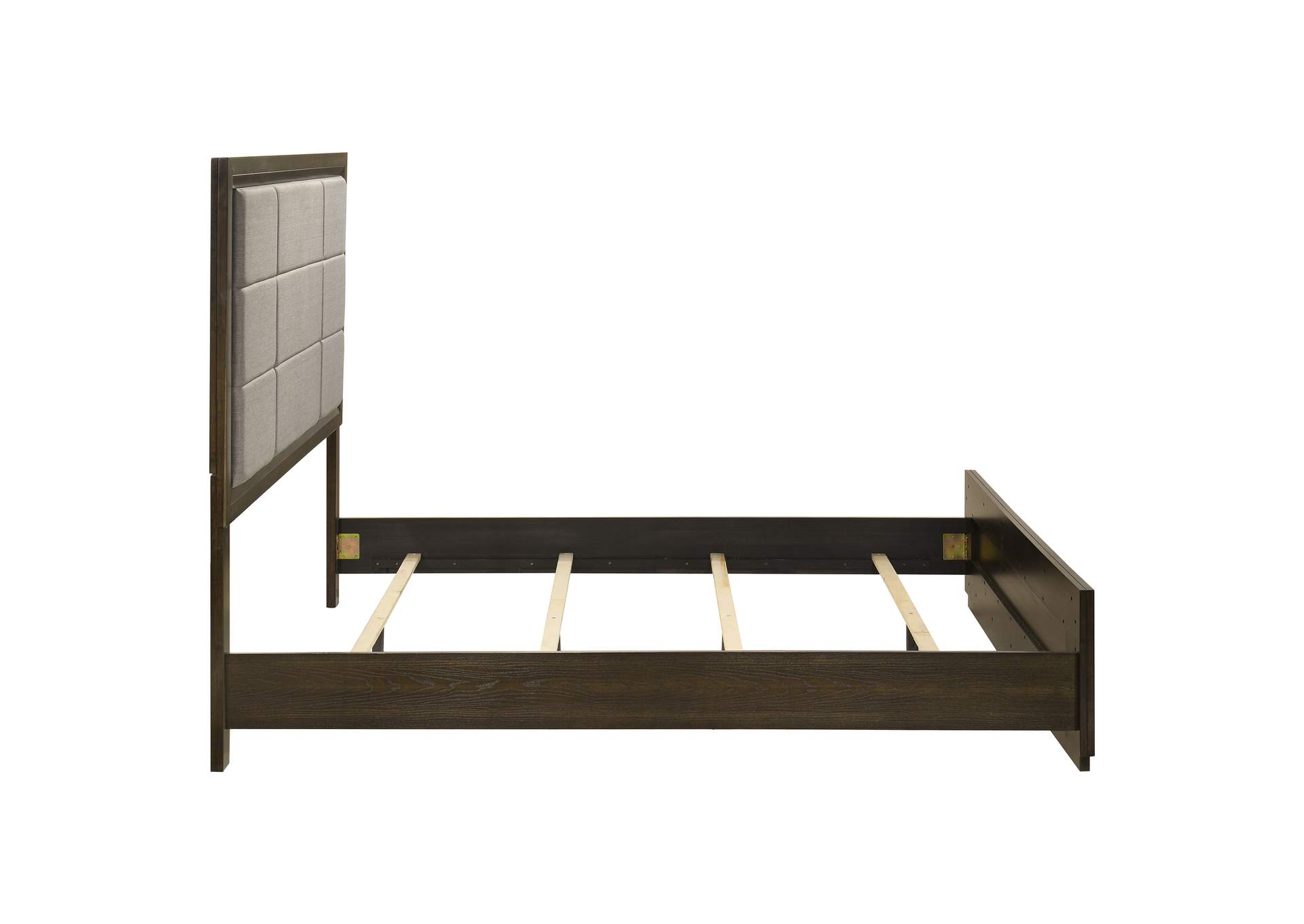 Atlas 64-inch Queen Upholstered Panel Bed Grey and Dark Oak image 7