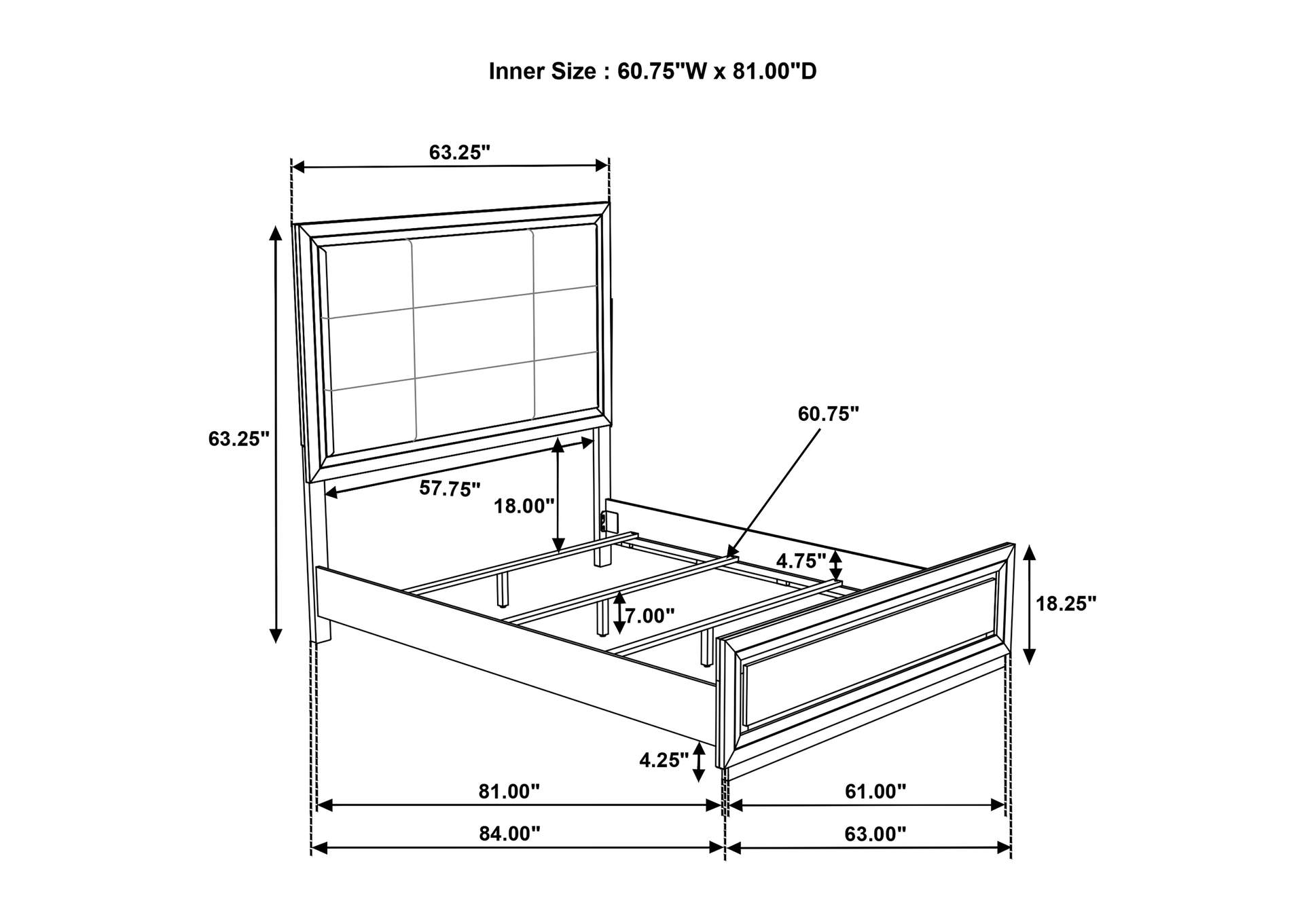 Atlas 64-inch Queen Upholstered Panel Bed Grey and Dark Oak image 12