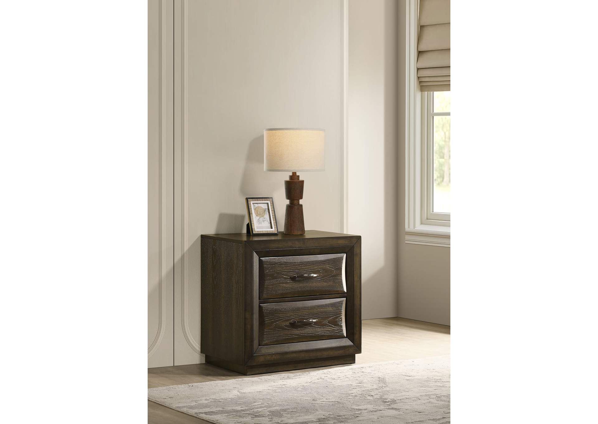 Atlas 2-drawer Bedroom Nightstand Bedside Table Dark Oak image 3