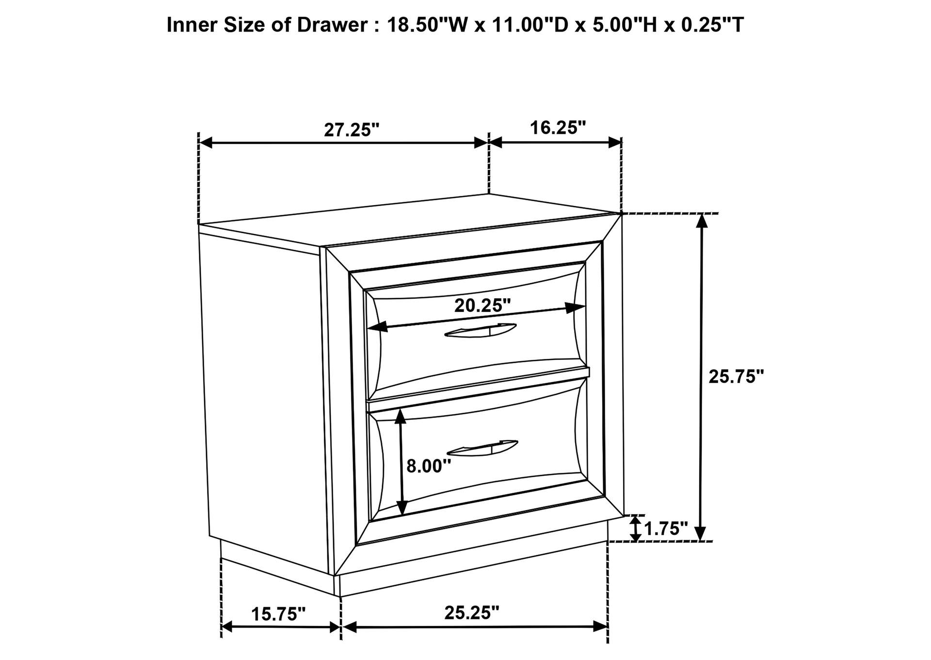 Atlas 2-drawer Bedroom Nightstand Bedside Table Dark Oak image 15