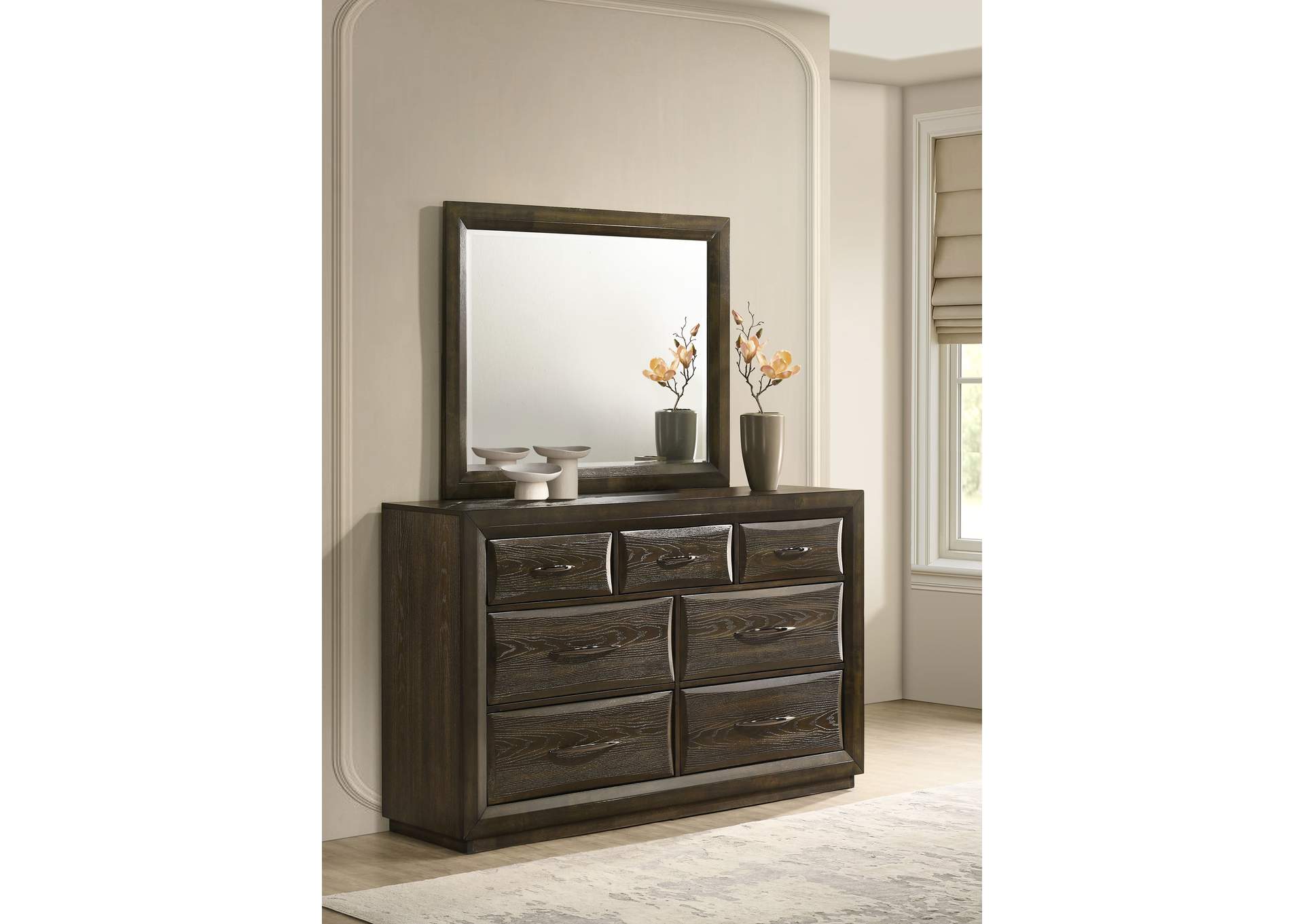 Atlas 7-drawer Bedroom Dresser and Mirror Set Dark Oak image 3