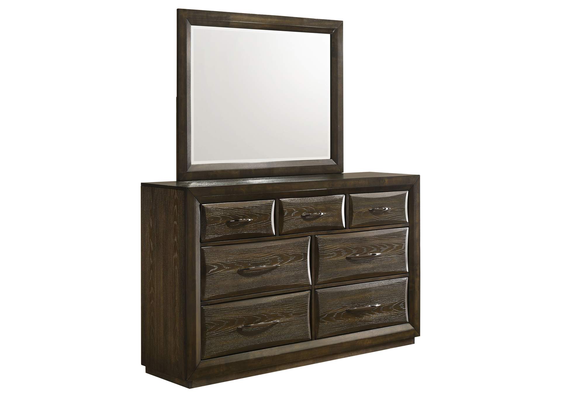 Atlas 7-drawer Bedroom Dresser and Mirror Set Dark Oak image 1