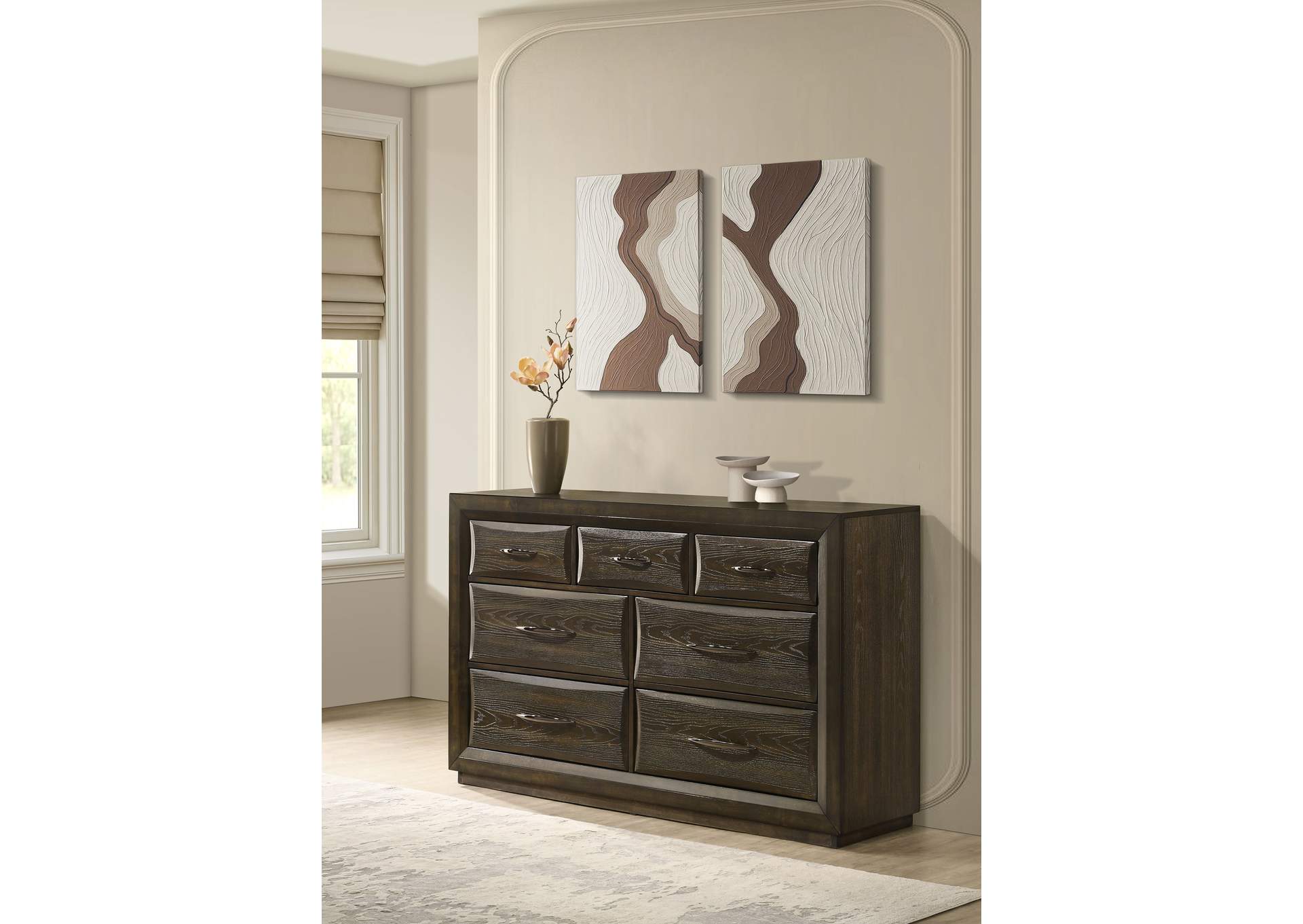 Atlas 7-drawer Bedroom Dresser Cabinet Dark Oak image 3