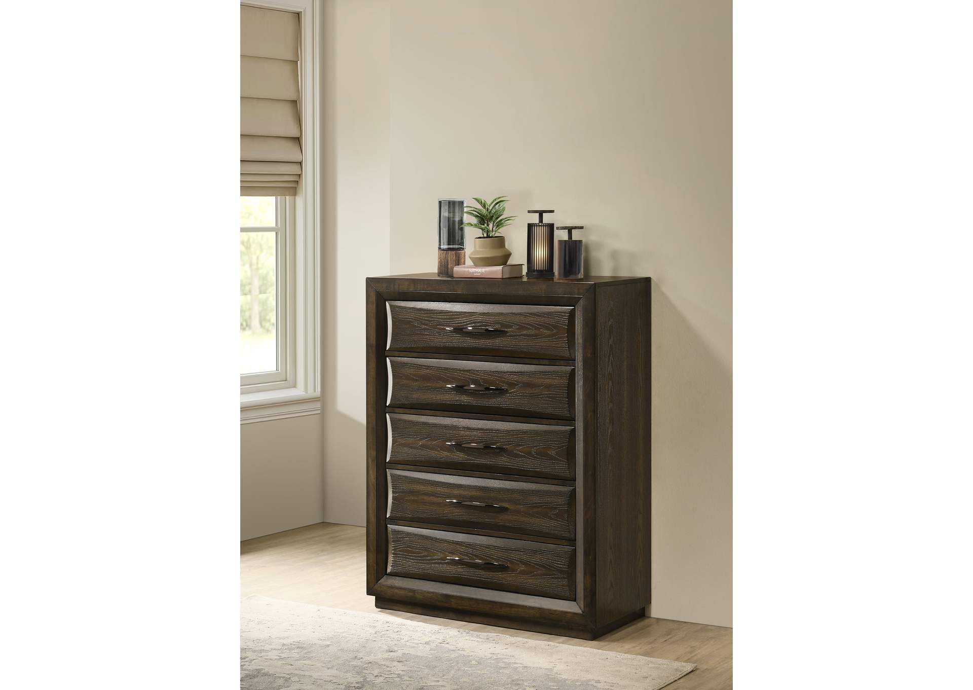 Atlas 5-drawer Bedroom Chest of Drawers Dark Oak image 3