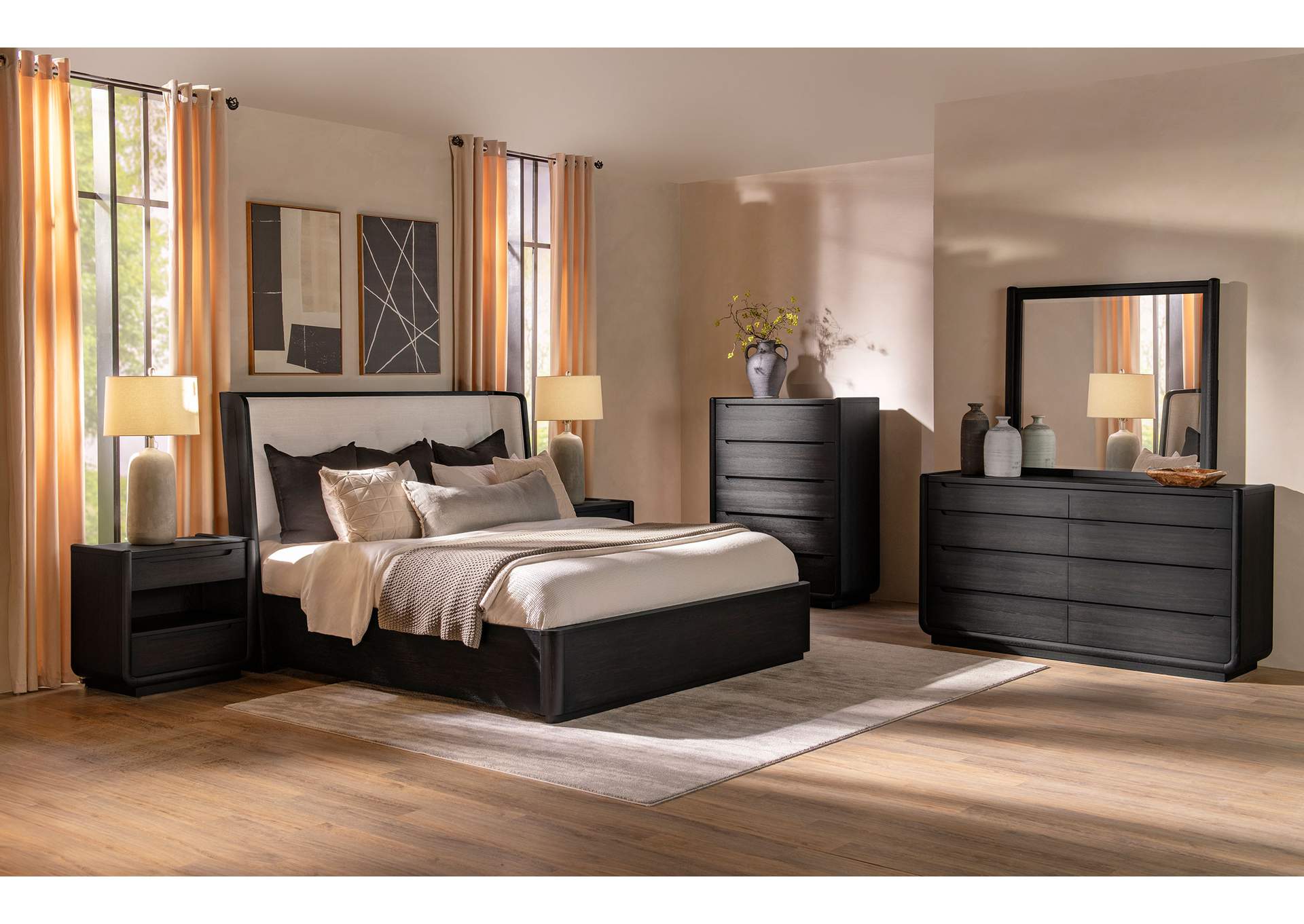 Leandro 55-inch California King Wingback Bed Burnished Black image 12