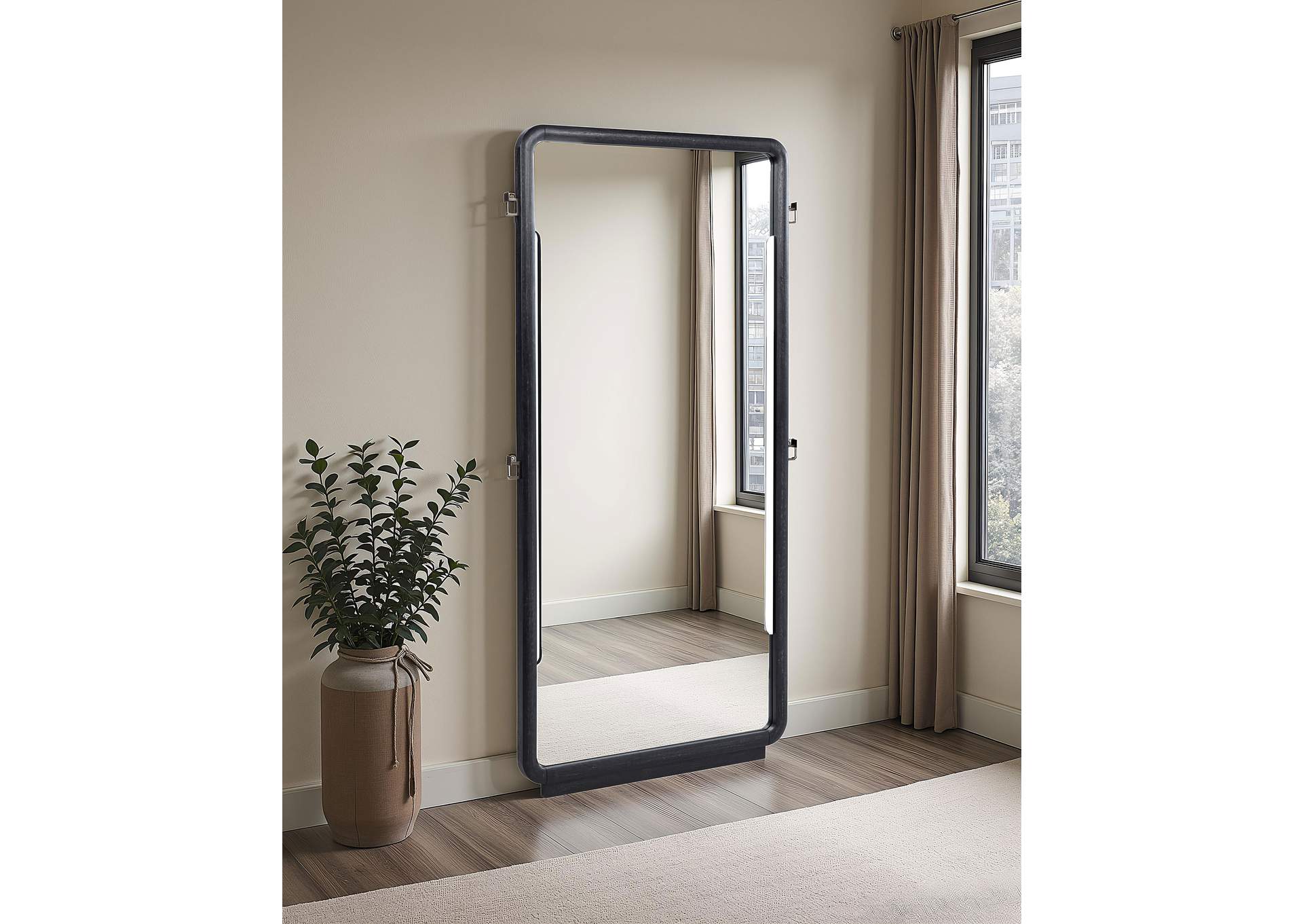 Leandro 76-inch Full Length Floor Mirror Burnished Black image 3