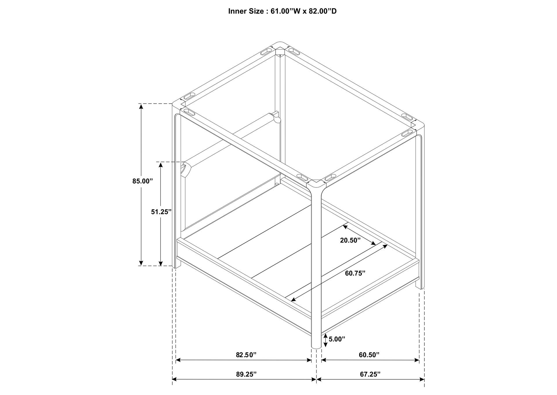 Solano 85-inch Queen Canopy Bed Weathered Mango image 14