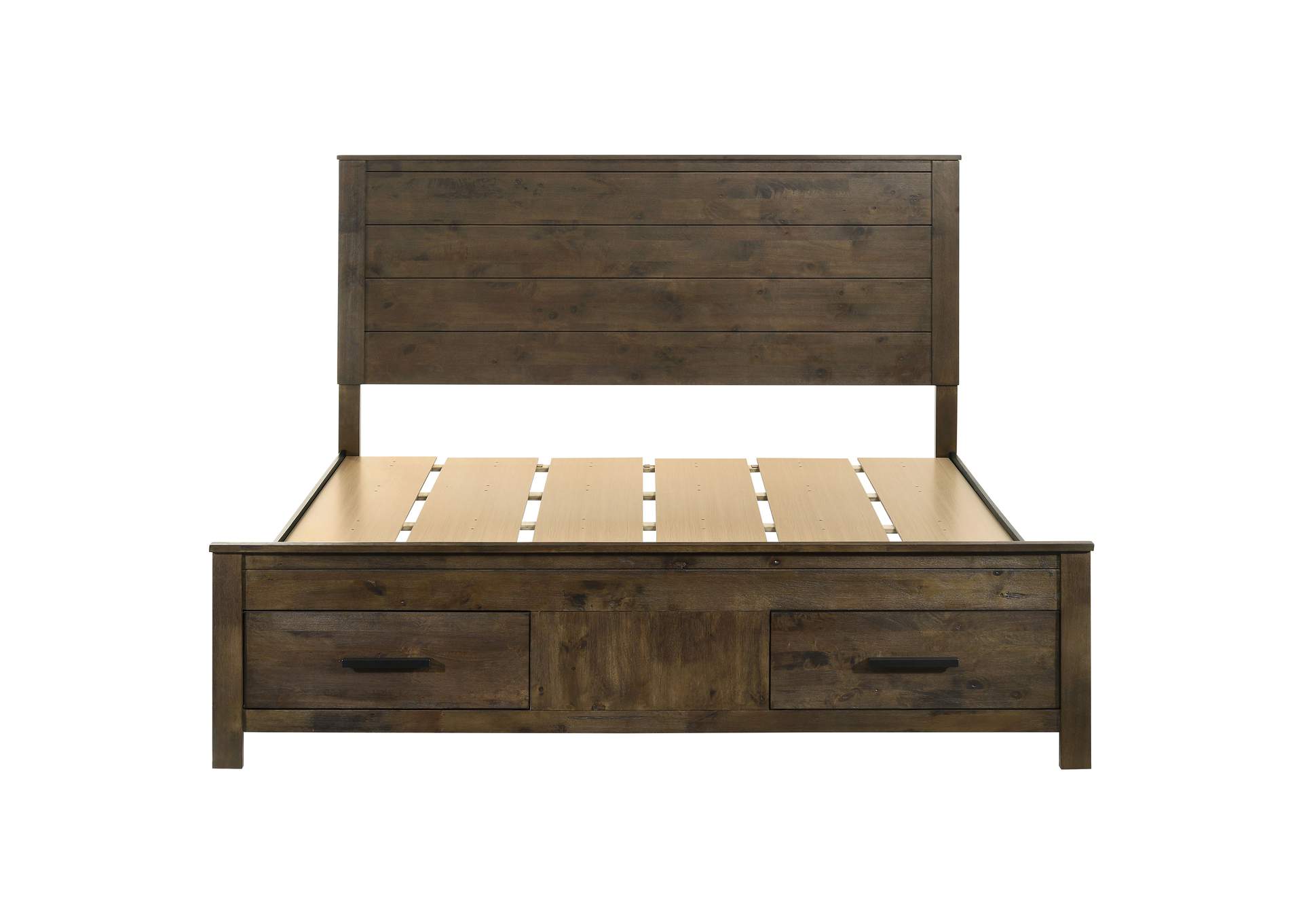 Woodmont Eastern King Storage Bed Rustic Golden Brown