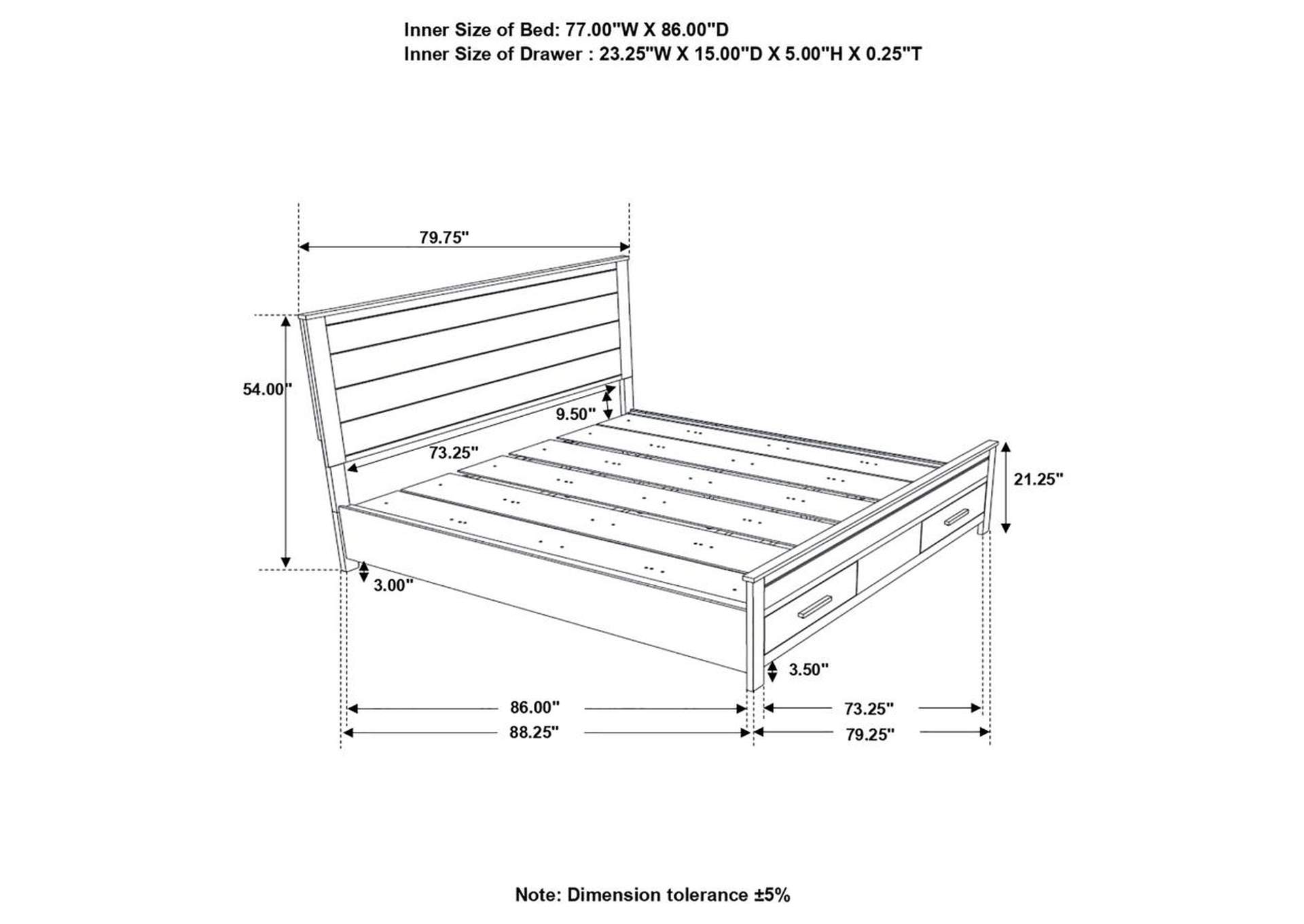 Woodmont California King Storage Bed Rustic Golden Brown