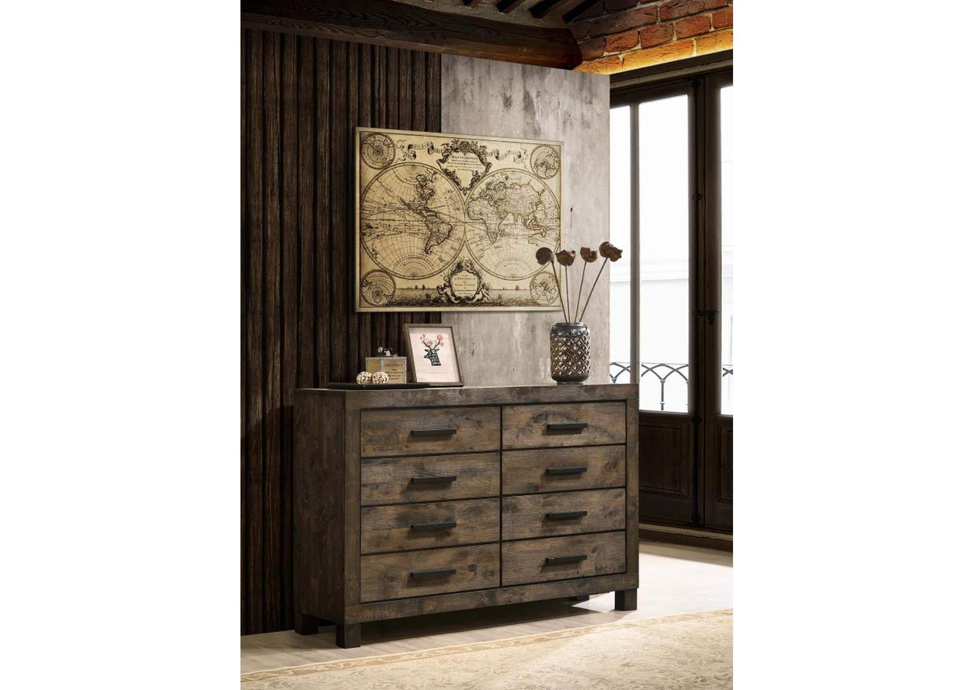 Woodmont 8drawer Dresser Rustic Golden Brown