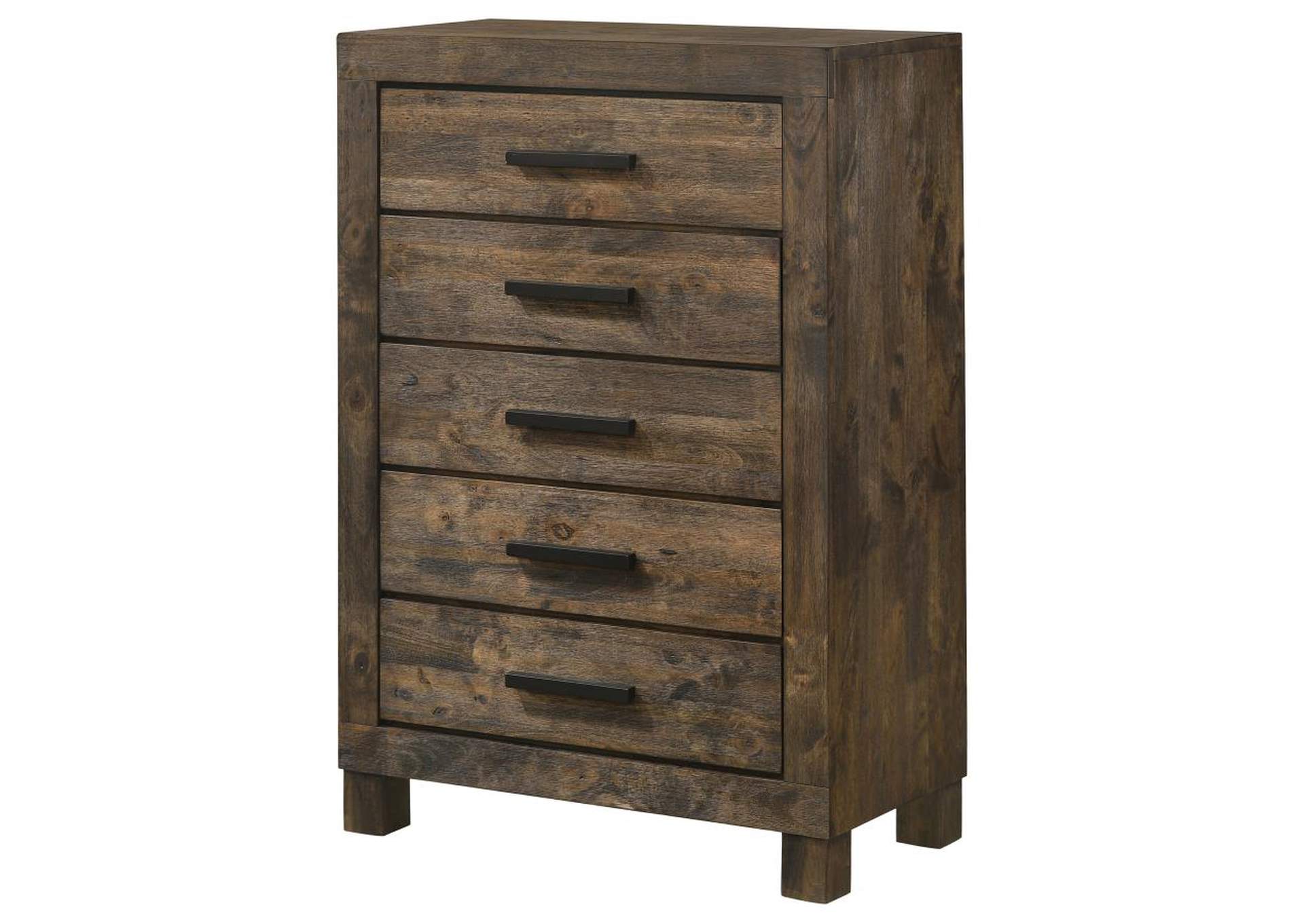 Woodmont 5drawer Chest Rustic Golden Brown