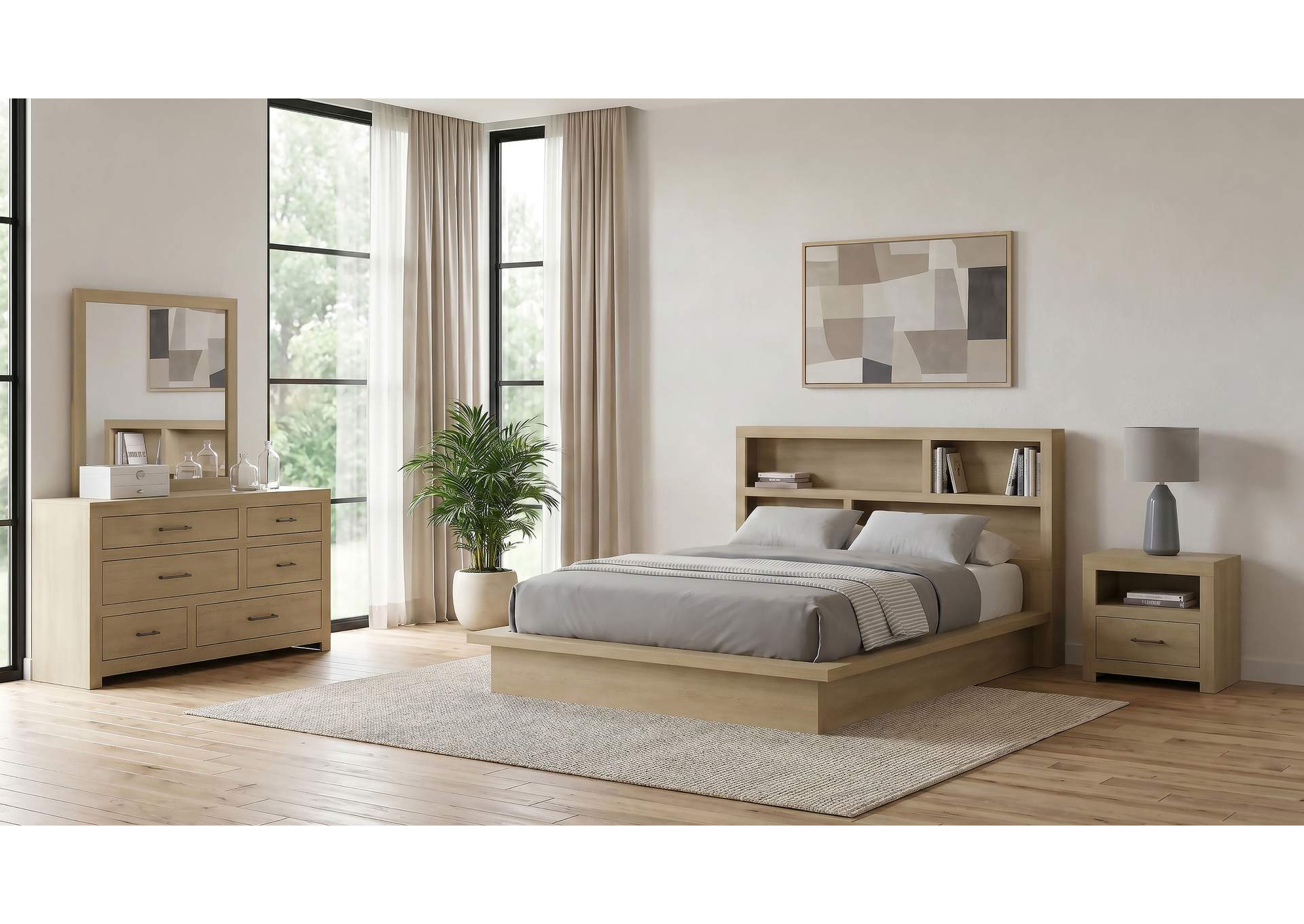 Hendricks 4-piece Eastern King Bedroom Set Light Oak image 1