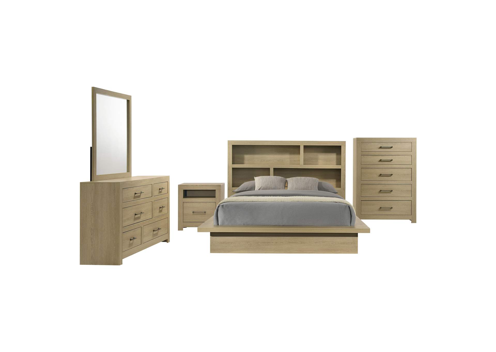 Hendricks 5-piece Eastern King Bedroom Set Light Oak image 1