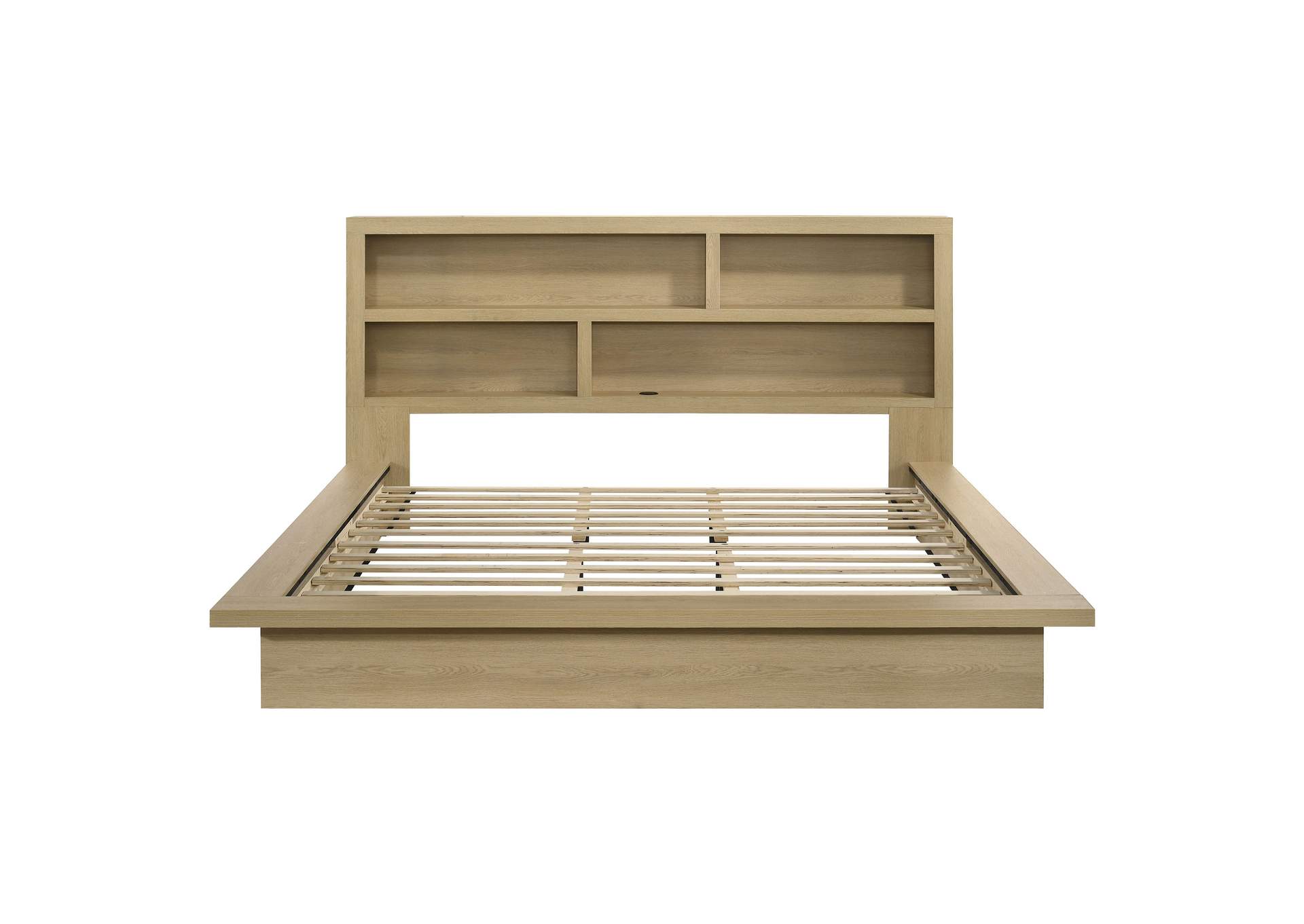 Hendricks Eastern King Bookcase Headboard Platform Bed Light Oak image 5