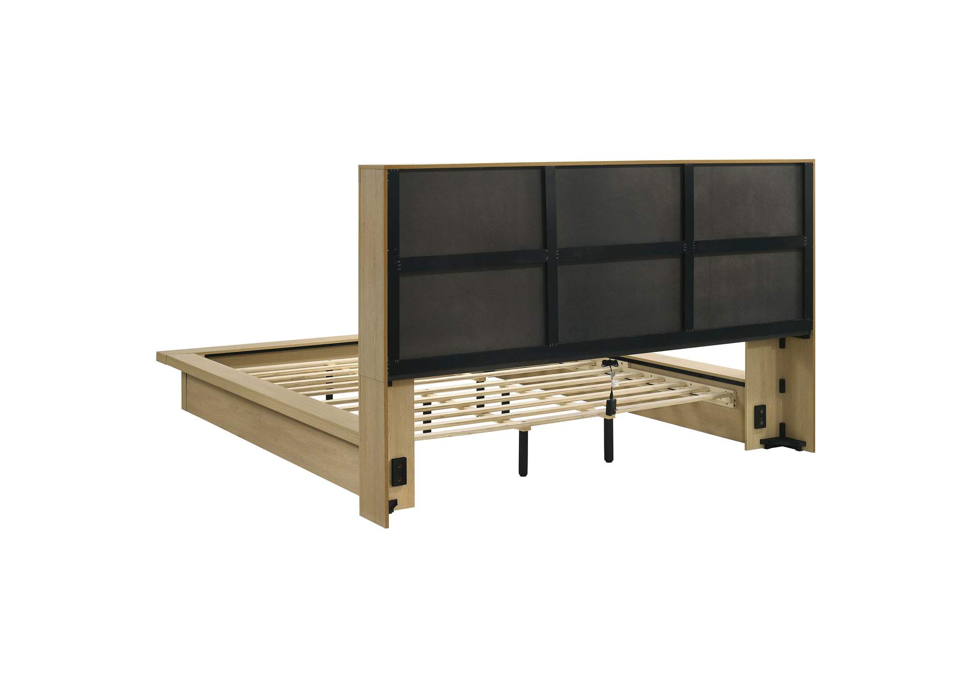 Hendricks Eastern King Bookcase Headboard Platform Bed Light Oak image 6
