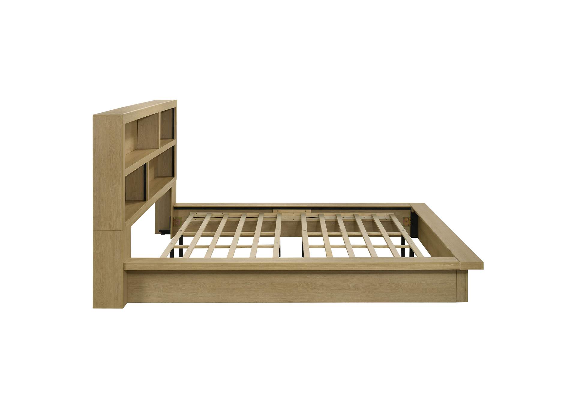 Hendricks Eastern King Bookcase Headboard Platform Bed Light Oak image 7