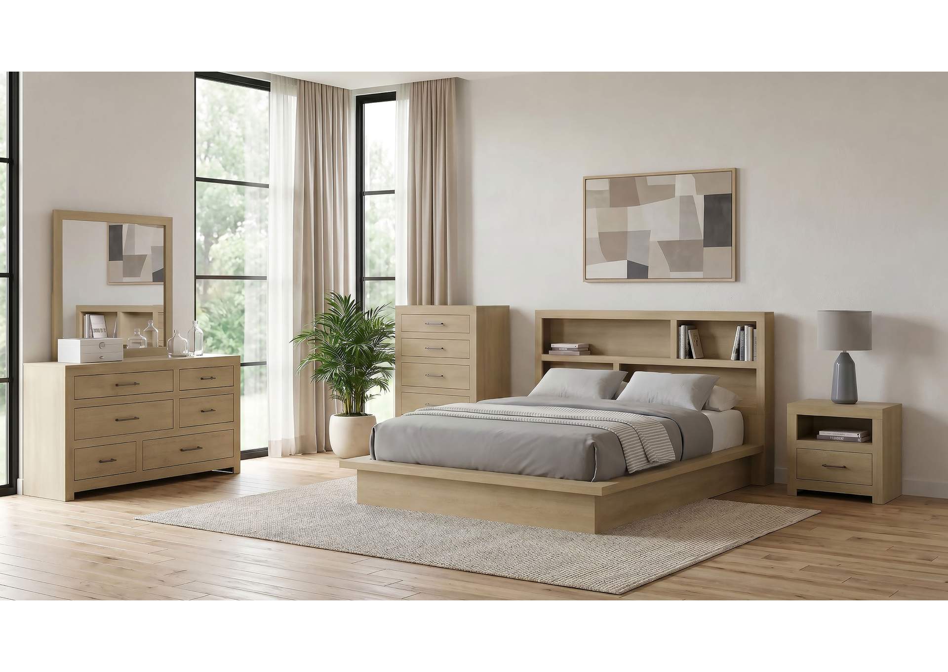 Hendricks 5-piece California King Bedroom Set Light Oak image 1