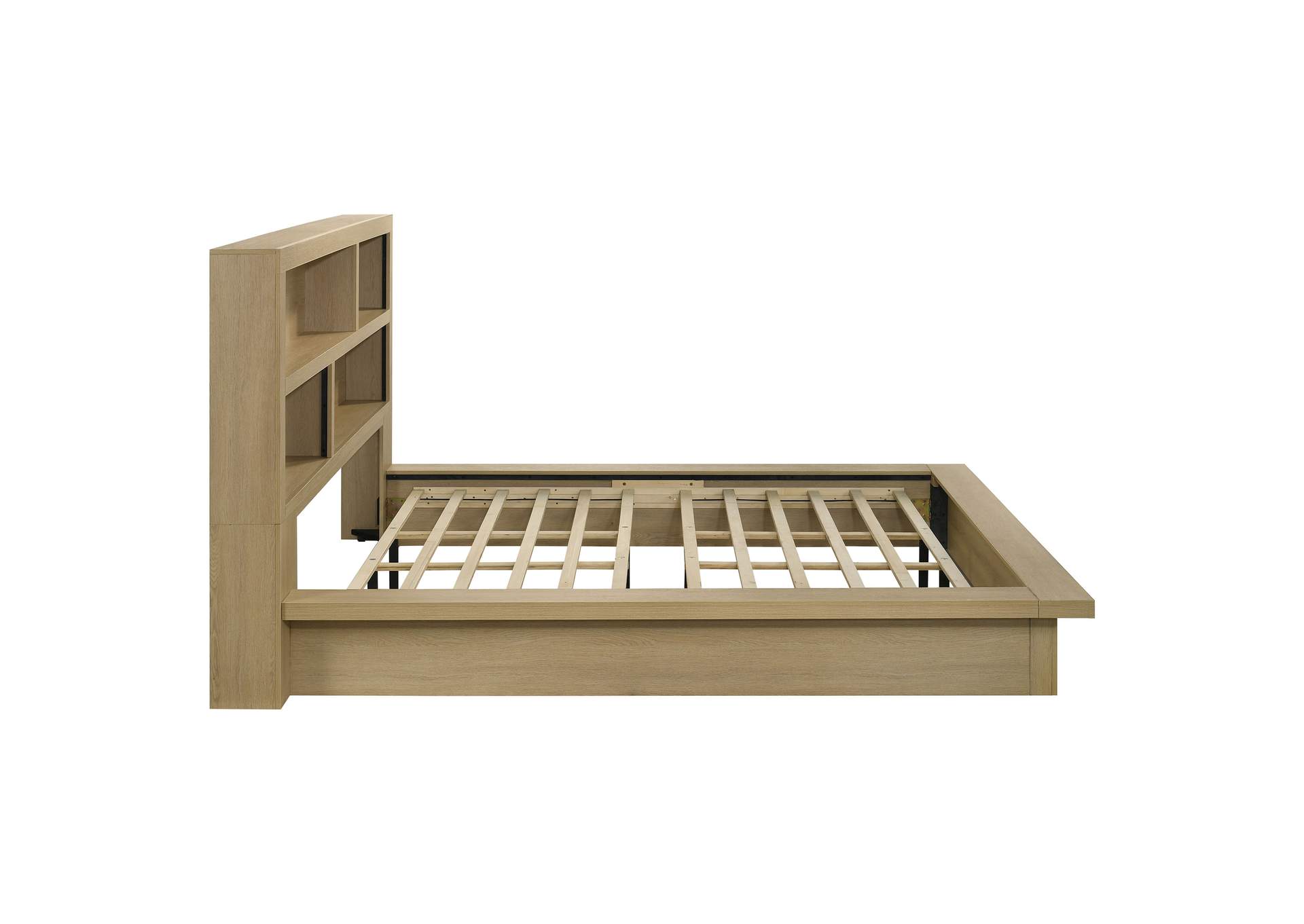 Hendricks California King Bookcase Headboard Platform Bed Light Oak image 7