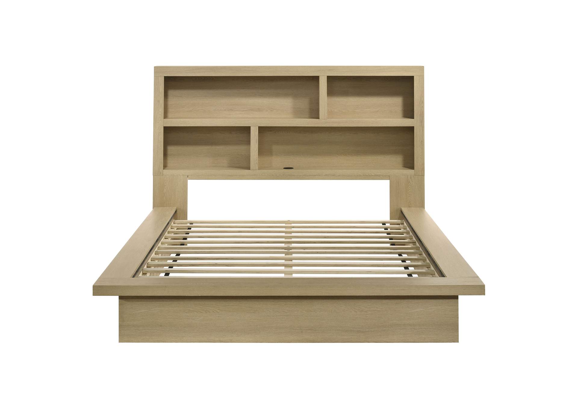 Hendricks Queen Bookcase Headboard Platform Bed Light Oak image 5