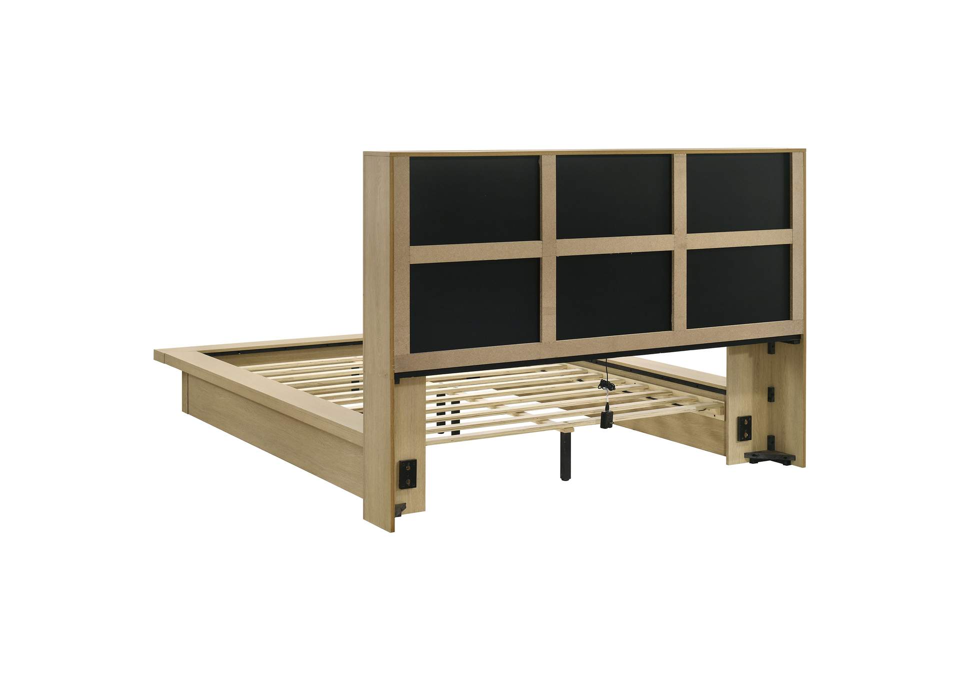 Hendricks Queen Bookcase Headboard Platform Bed Light Oak image 6