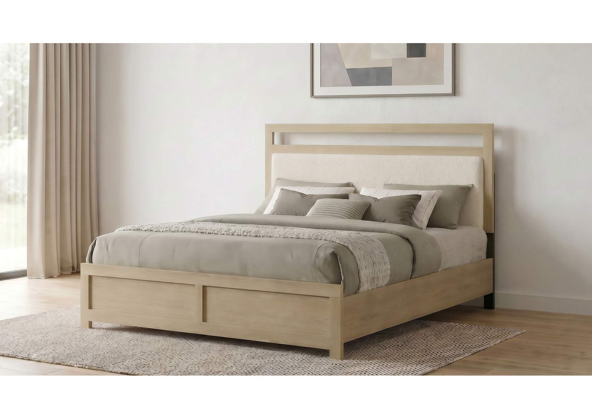 Hendricks Eastern King Panel Headboard Platform Bed Light Oak image 3