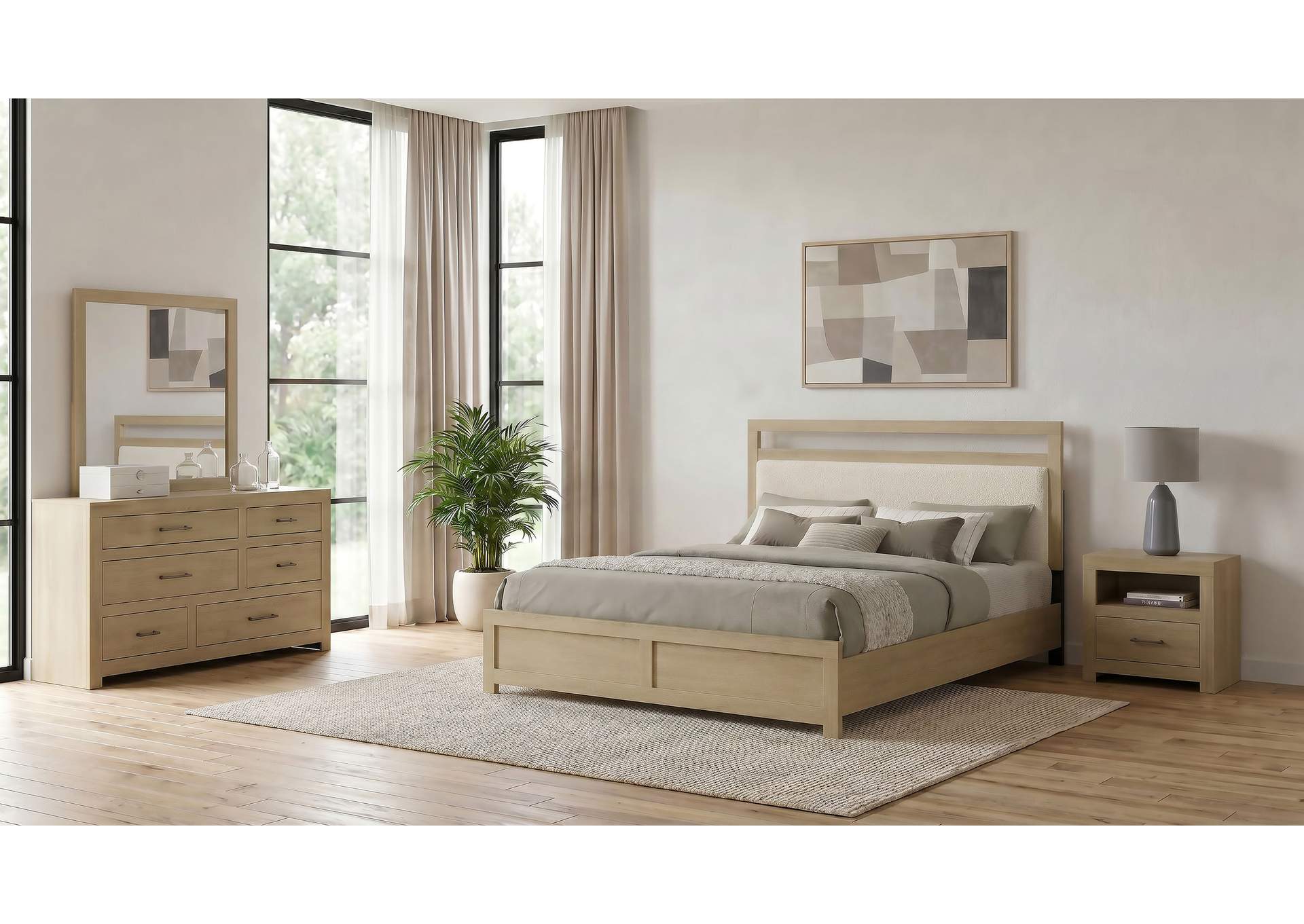 Hendricks 4-piece Queen Bedroom Set Light Oak image 1