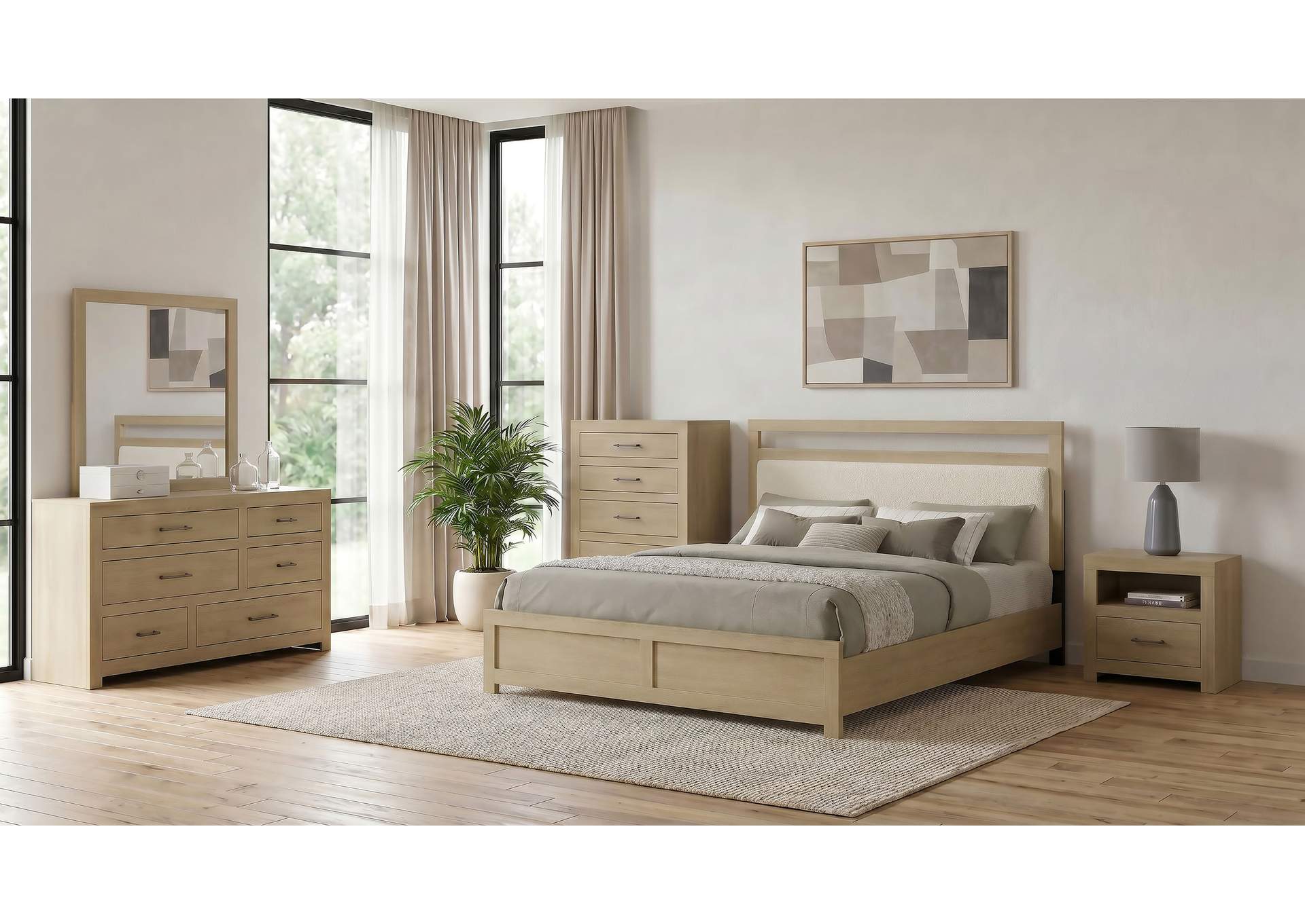 Hendricks 5-piece Queen Bedroom Set Light Oak image 1