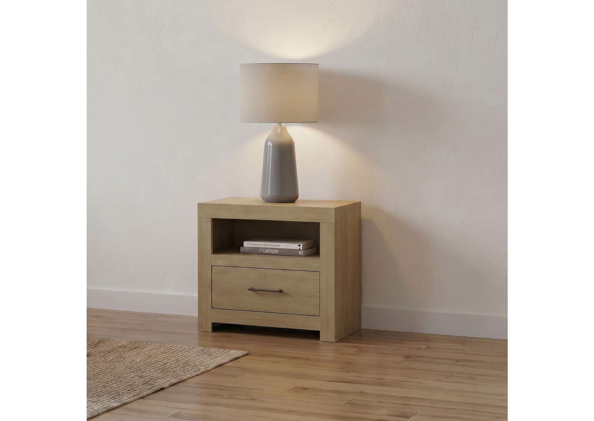 Hendricks 1-drawer Nightstand Bedside Table with Cubby Light Oak image 3
