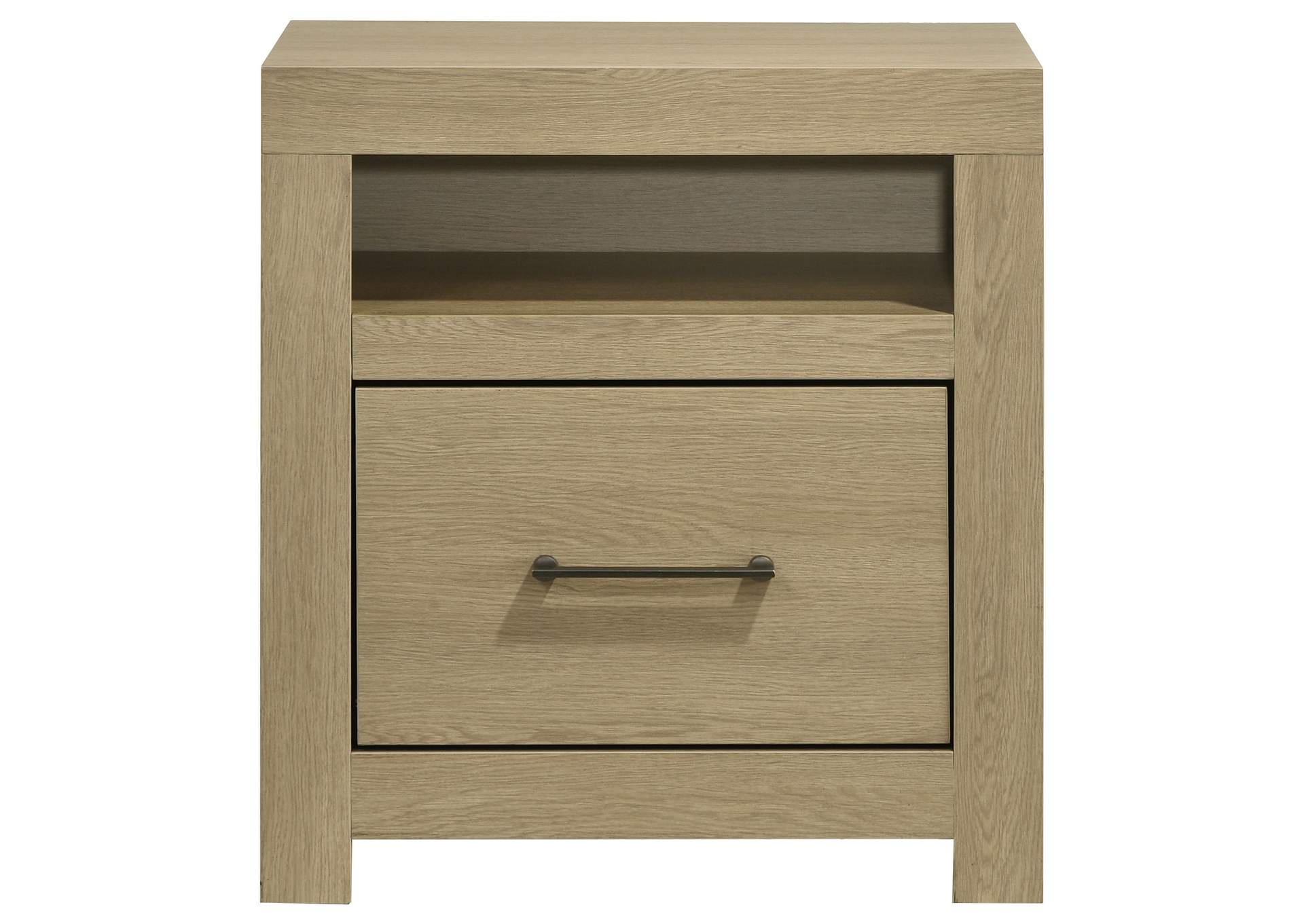 Hendricks 1-drawer Nightstand Bedside Table with Cubby Light Oak image 4