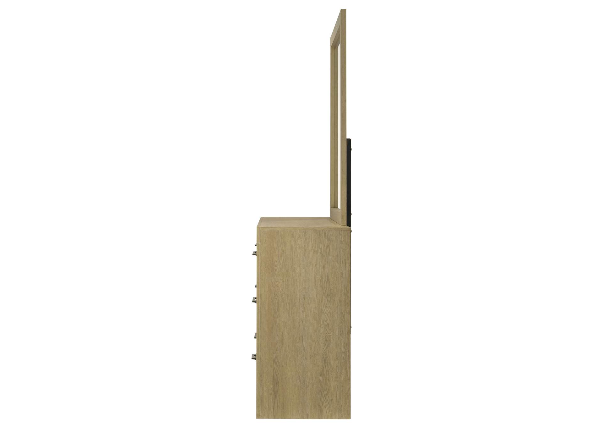 Hendricks 6-drawer Bedroom Dresser and Mirror Light Oak image 6