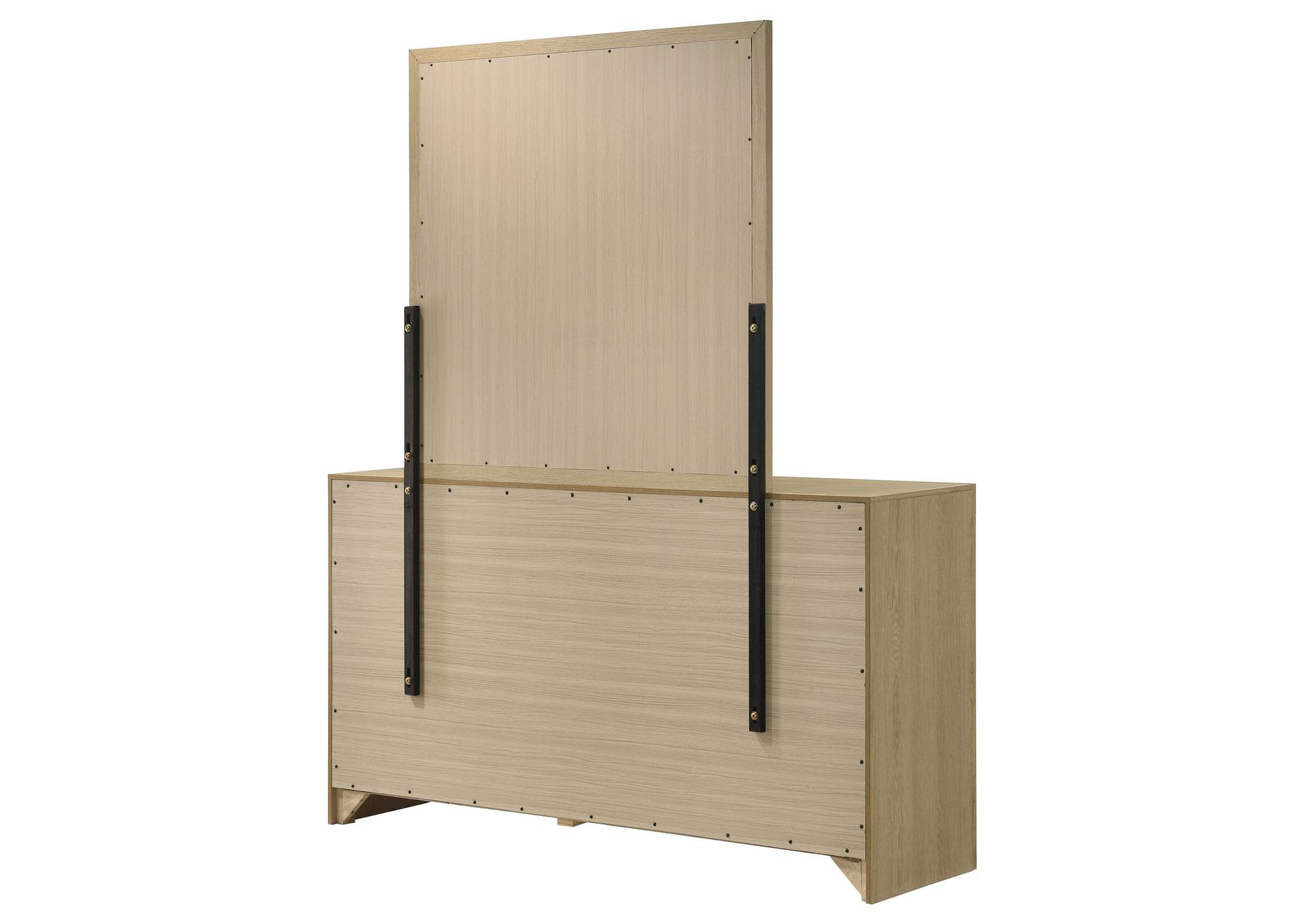 Hendricks 6-drawer Bedroom Dresser and Mirror Light Oak image 9