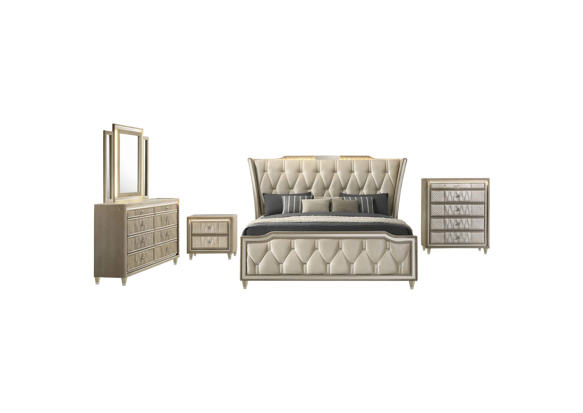 Lorient 5-piece Eastern King Bedroom Set Ivory and Camel image 21