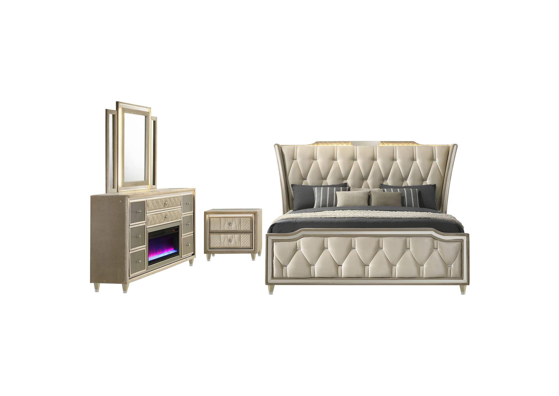 Lorient 4-piece California King Bedroom Set Ivory and Camel image 21