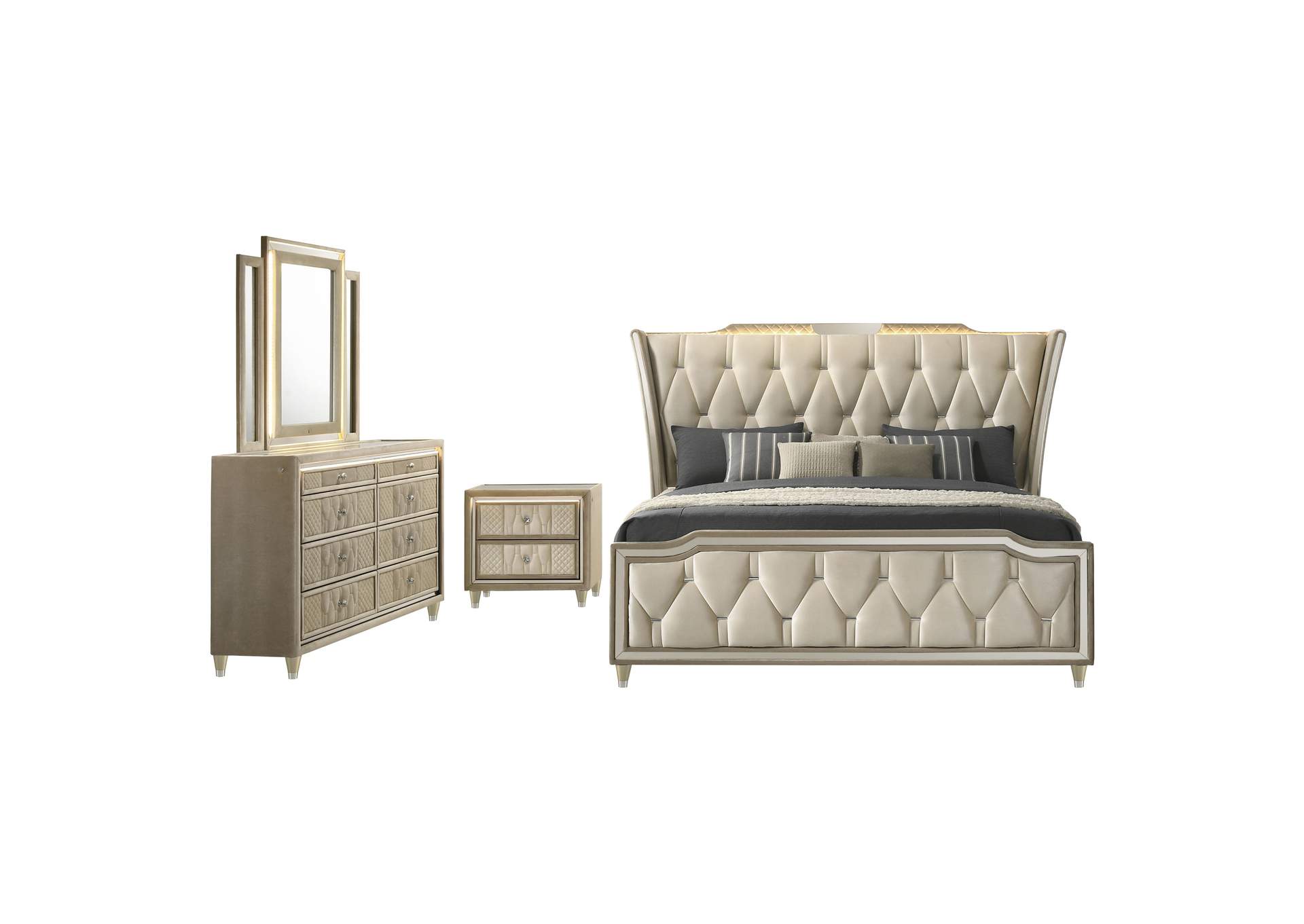 Lorient 4-piece California King Bedroom Set Ivory and Camel image 21